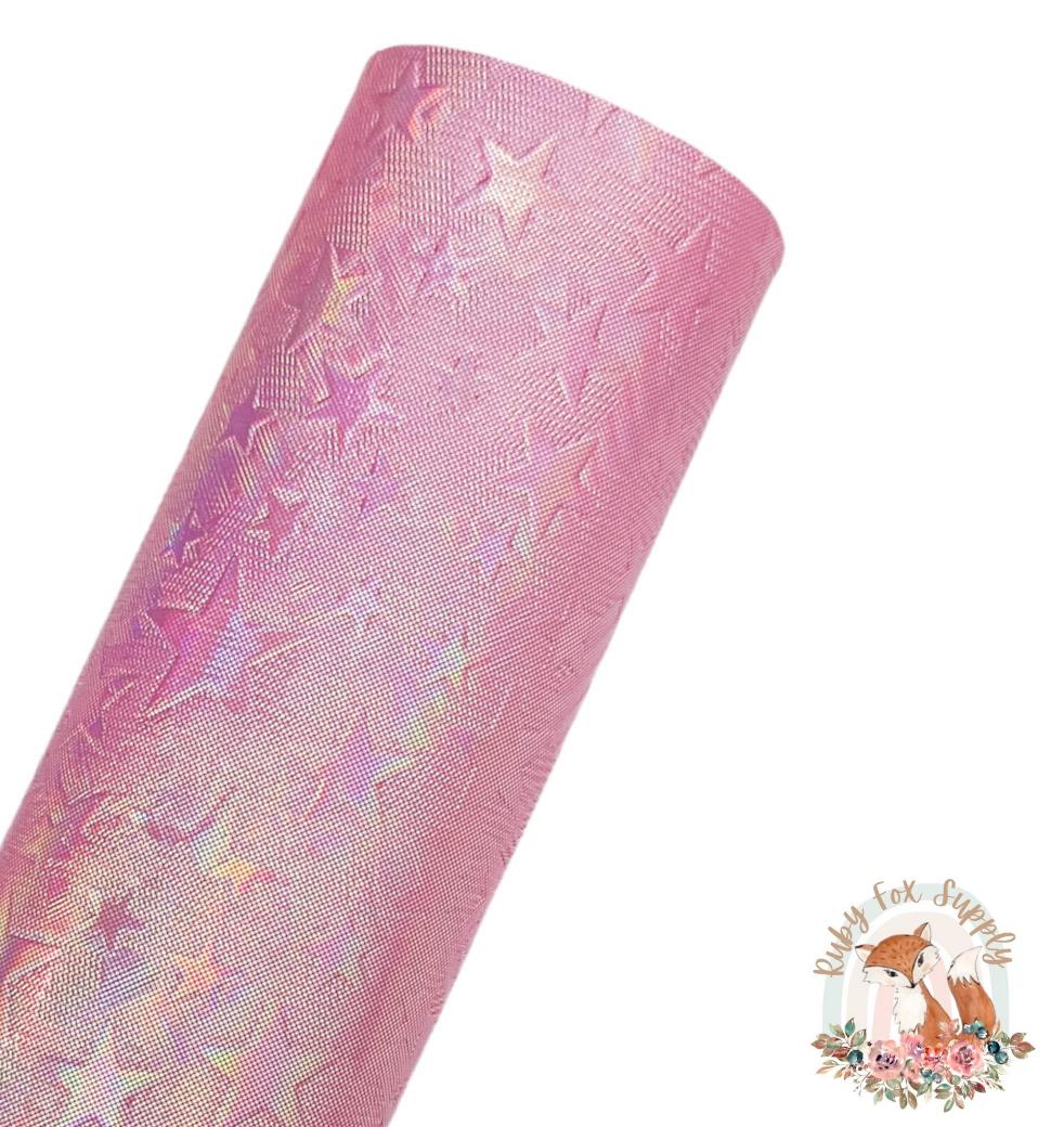 Iridescent Pink Star 9x12 faux leather sheet