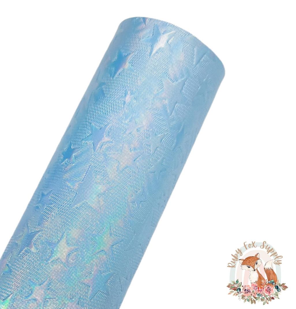 Iridescent Light Blue Star 9x12 faux leather sheet