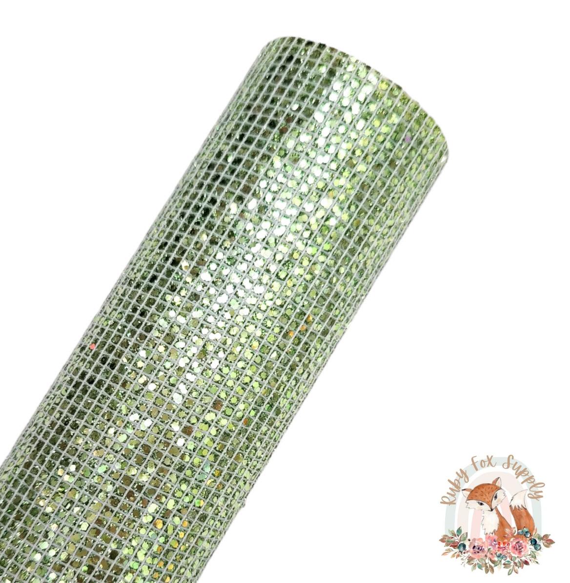 Square Green Glitter 9x12 faux leather sheet