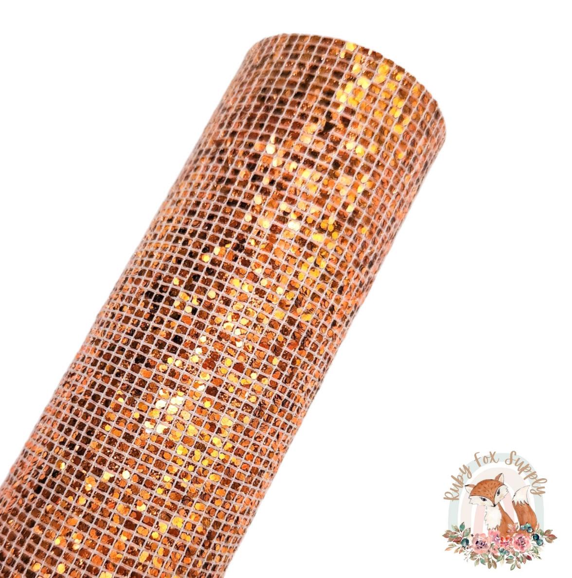 Square Orange Glitter 9x12 faux leather sheet