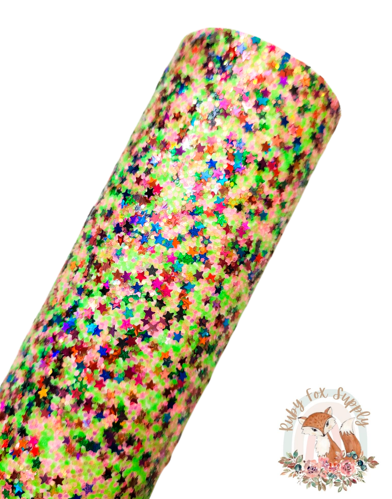 Limeade Star Chunky Glitter 9x12 faux leather sheet
