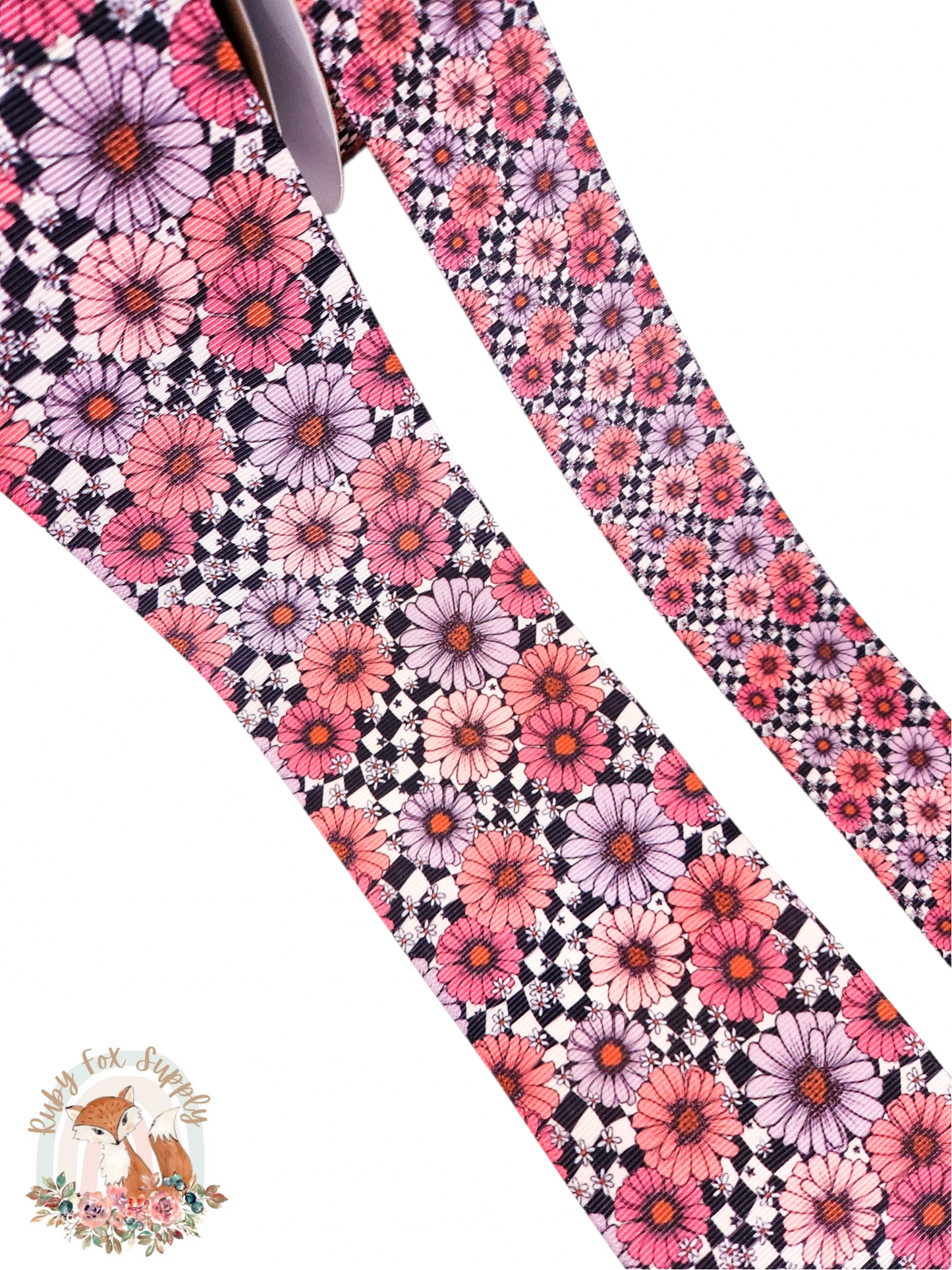 Checkered Floral 3"/1.5" Ribbon
