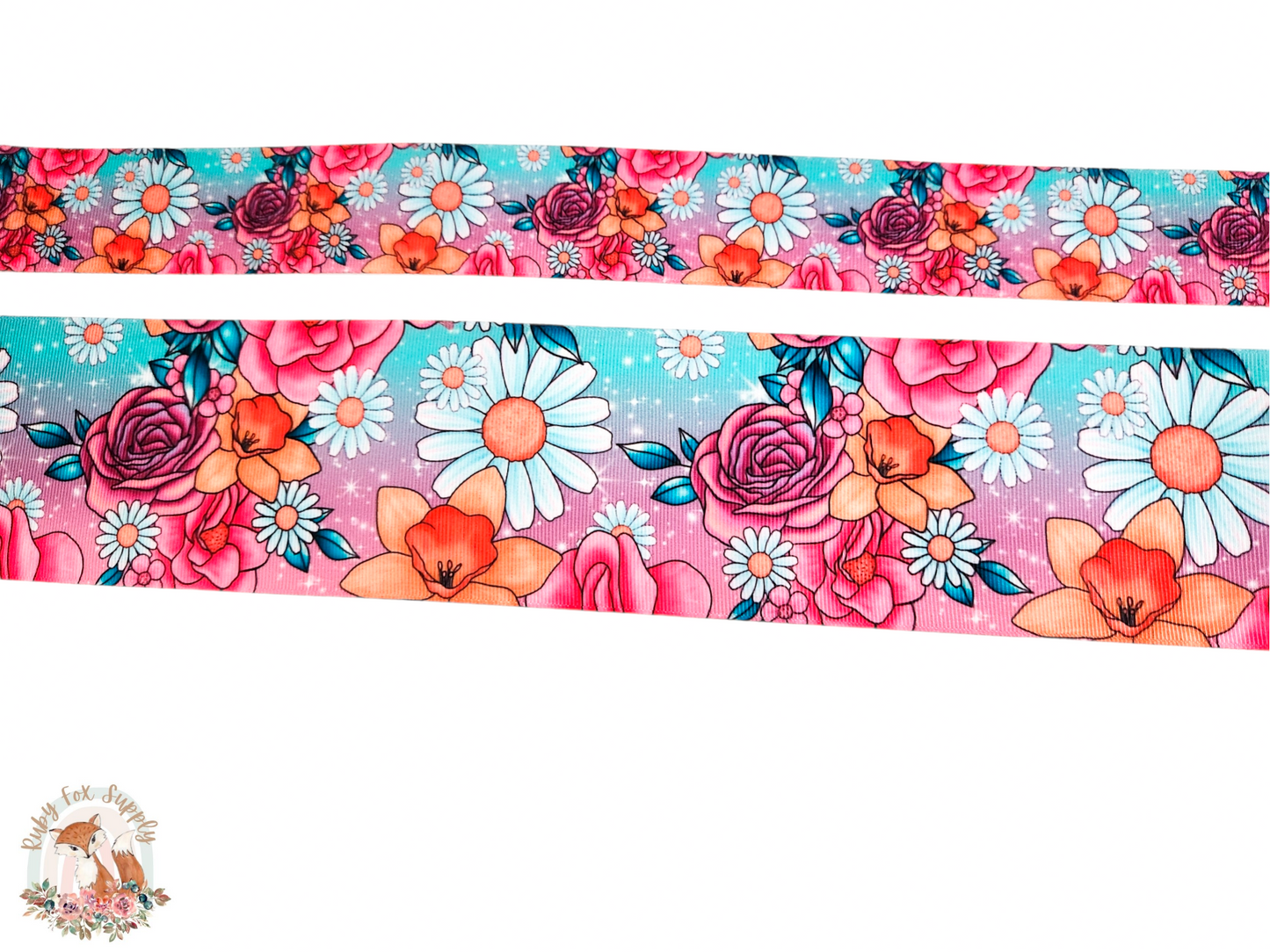 Pretty Colorful Floral 3"/1.5" Ribbon