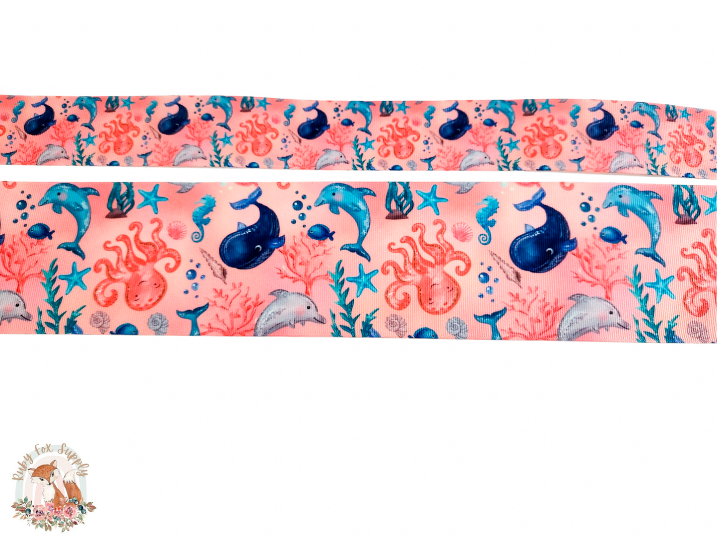 Ocean Creatures 3"/1.5" Ribbon
