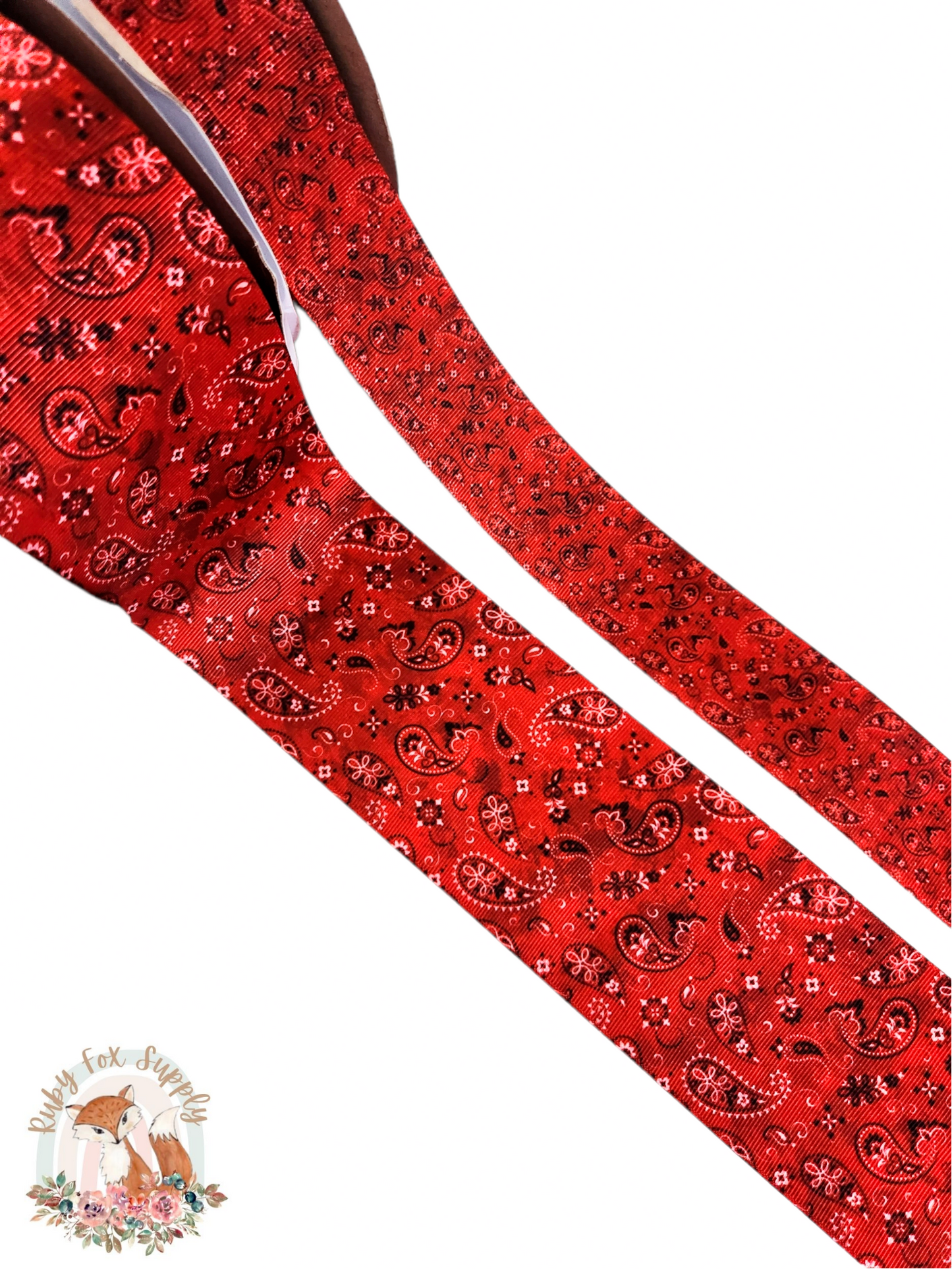 Red Paisley 3"/1.5" Ribbon