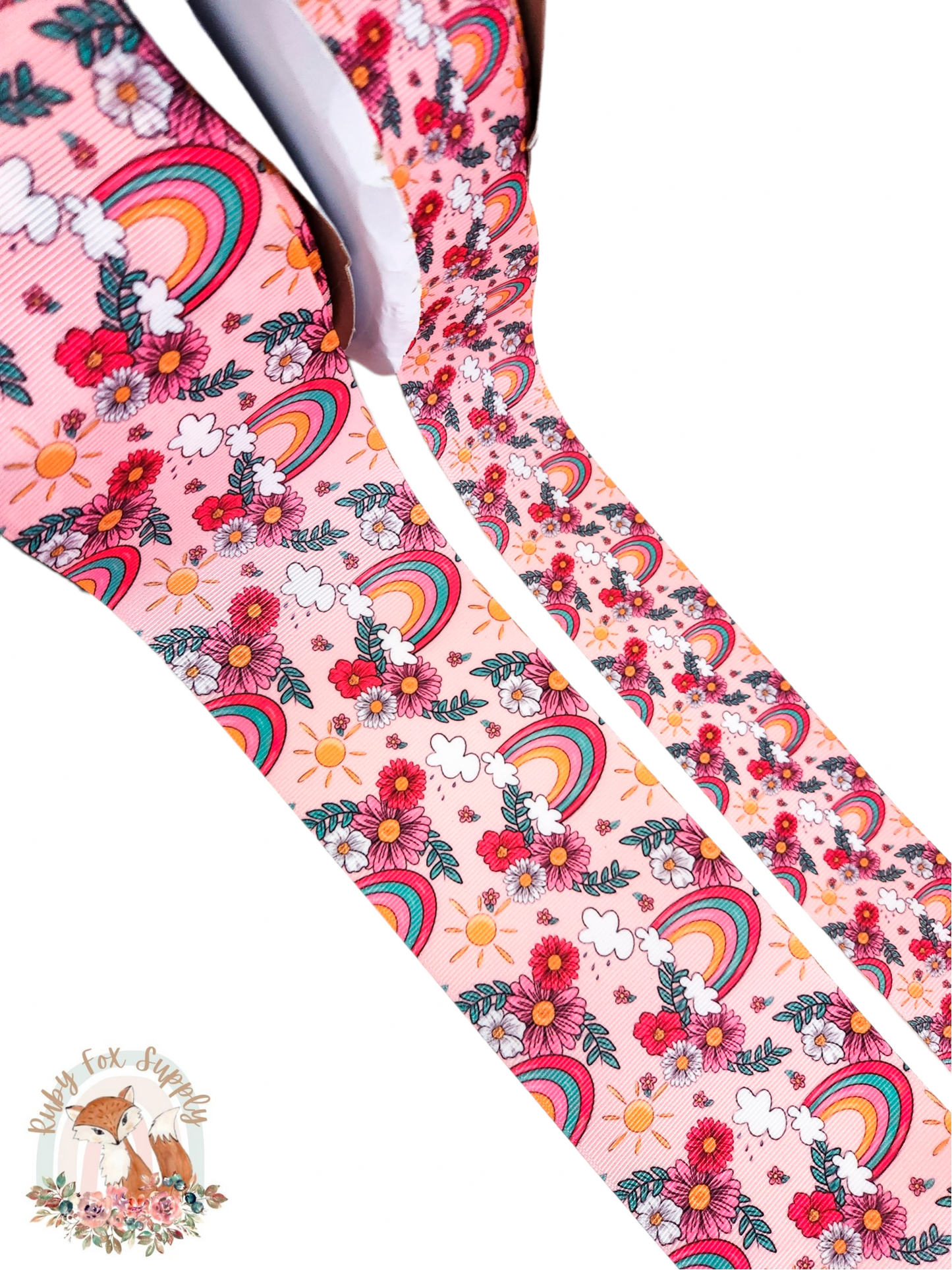 Rainbows and Flowers 3"/1.5" Ribbon
