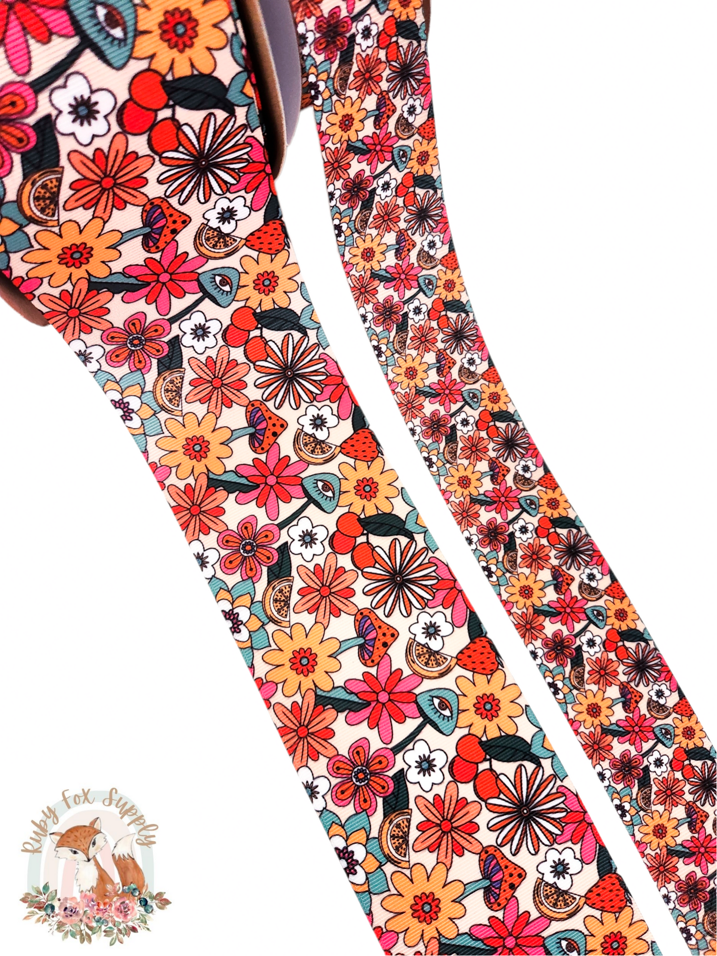 Mushroom Floral 3"/1.5" Ribbon