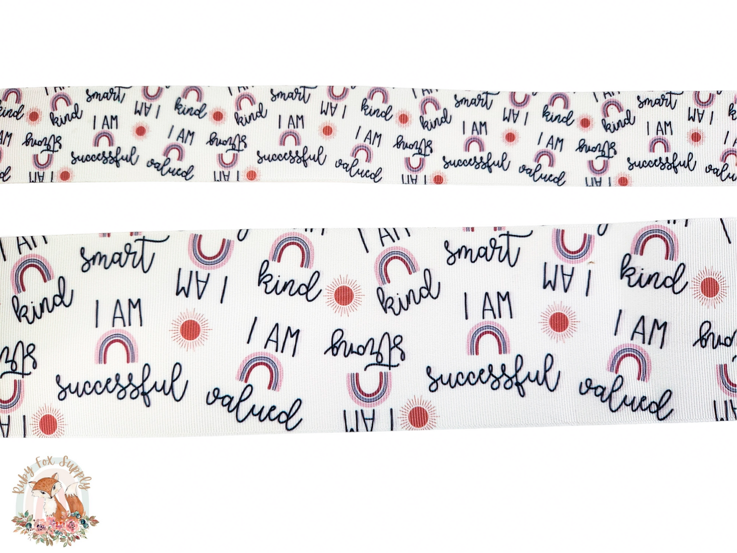 Affirmation Rainbows 3"/1.5" Ribbon