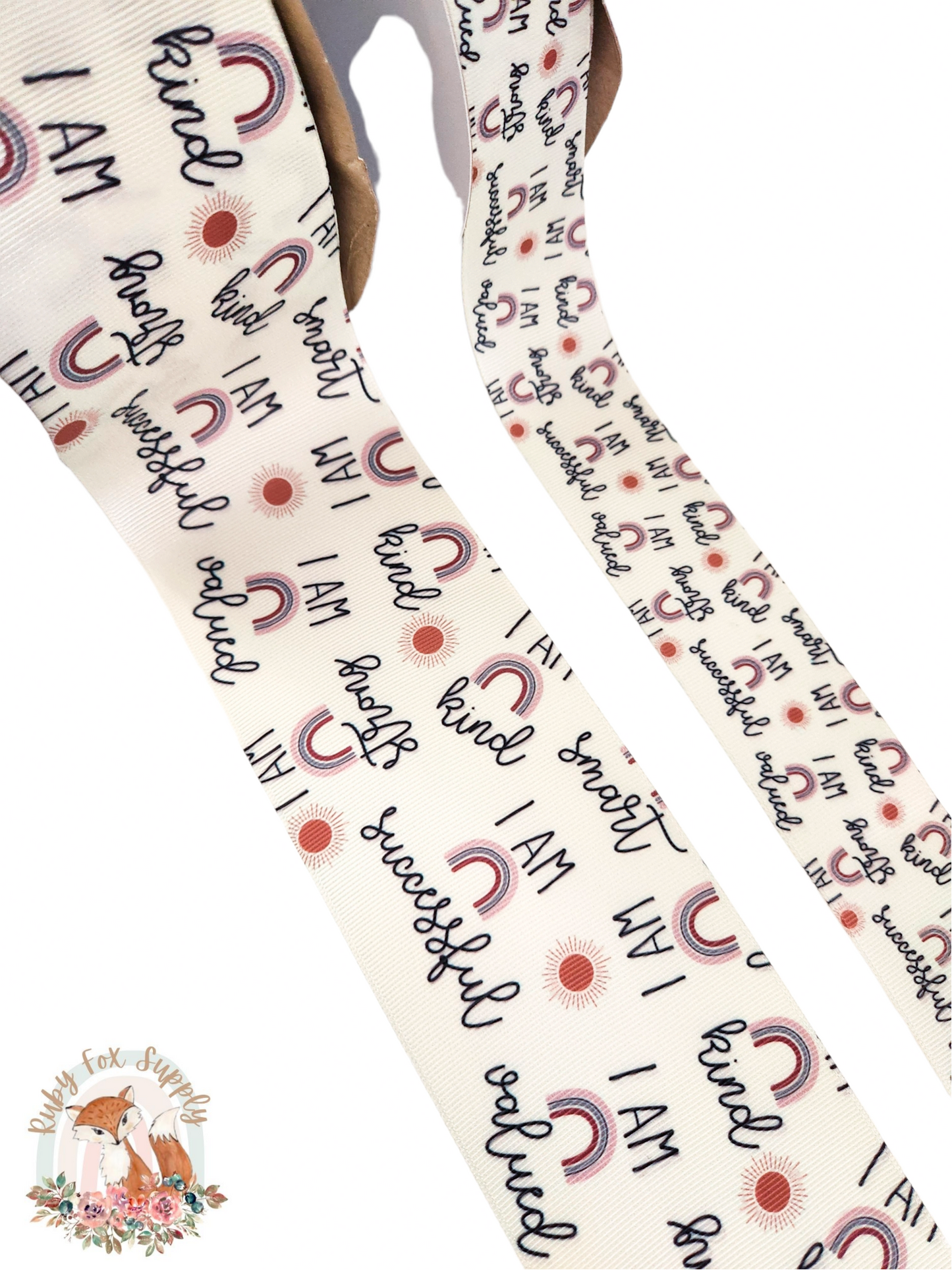 Affirmation Rainbows 3"/1.5" Ribbon