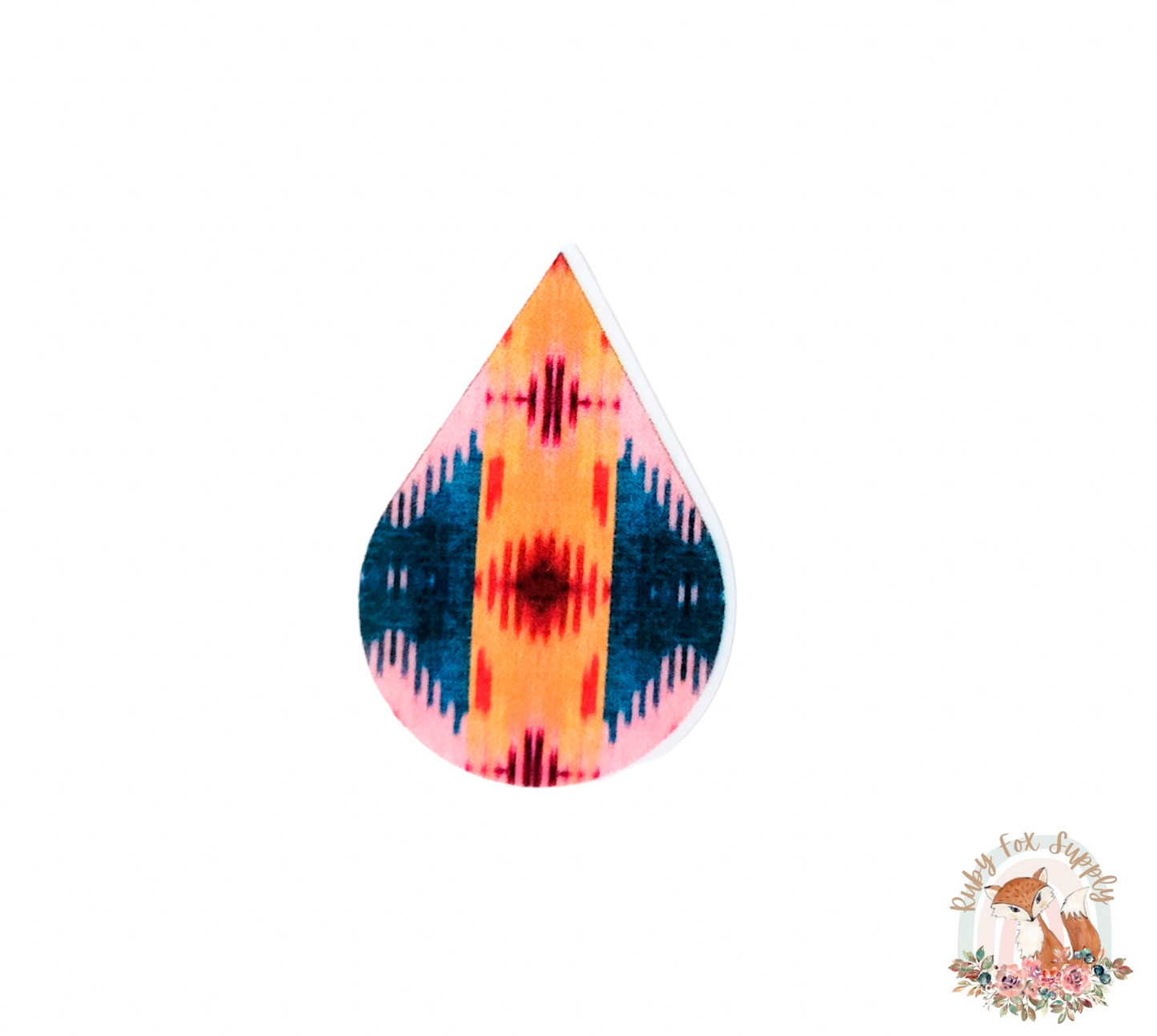 Orange Blue Pattern Resin Earrings