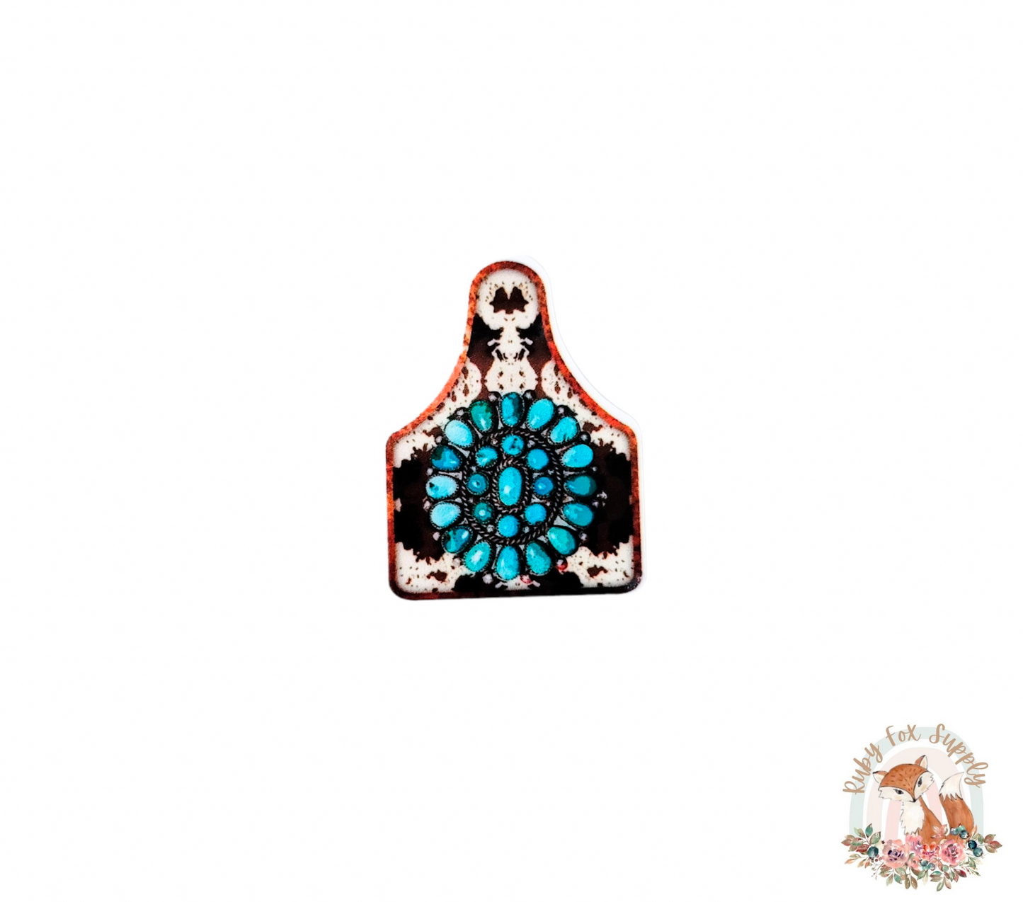 Turquoise Jewelry Cow Tag Resin Earrings