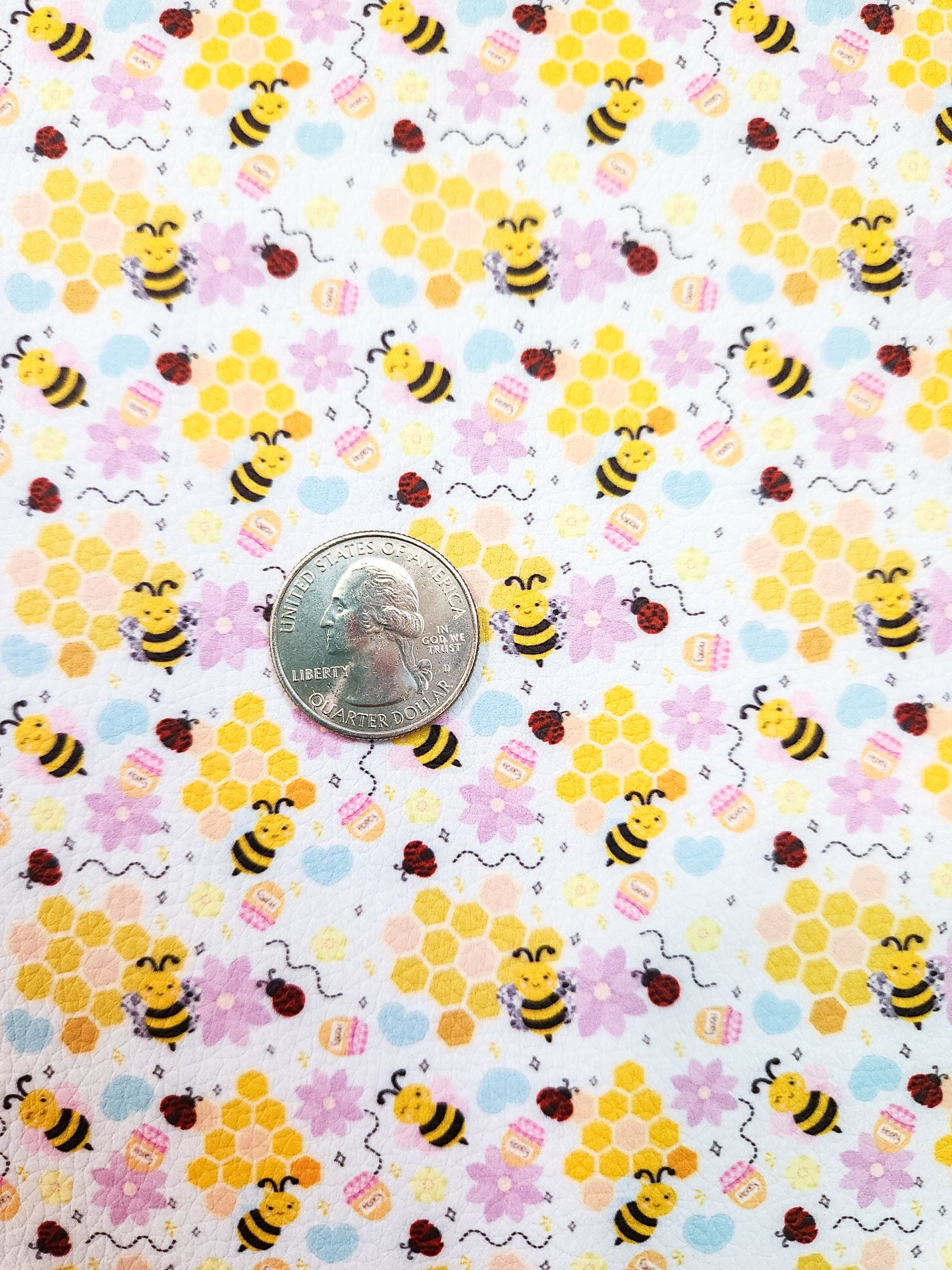 Cute Bee Honeycomb 9x12 faux leather sheet