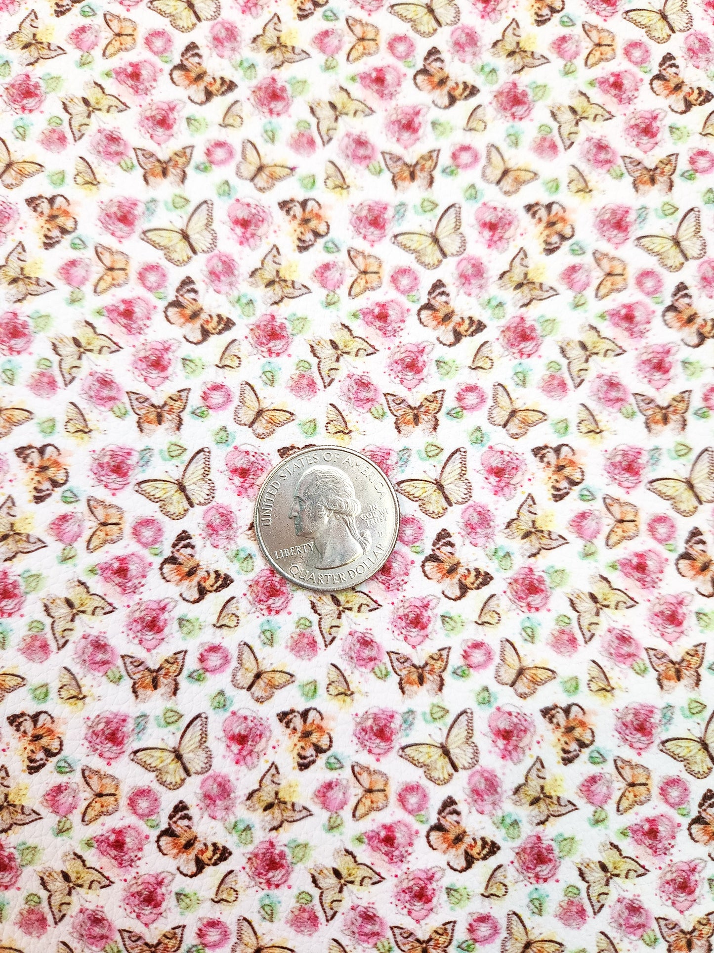 Yellow Pink Butterflies 9x12 faux leather sheet