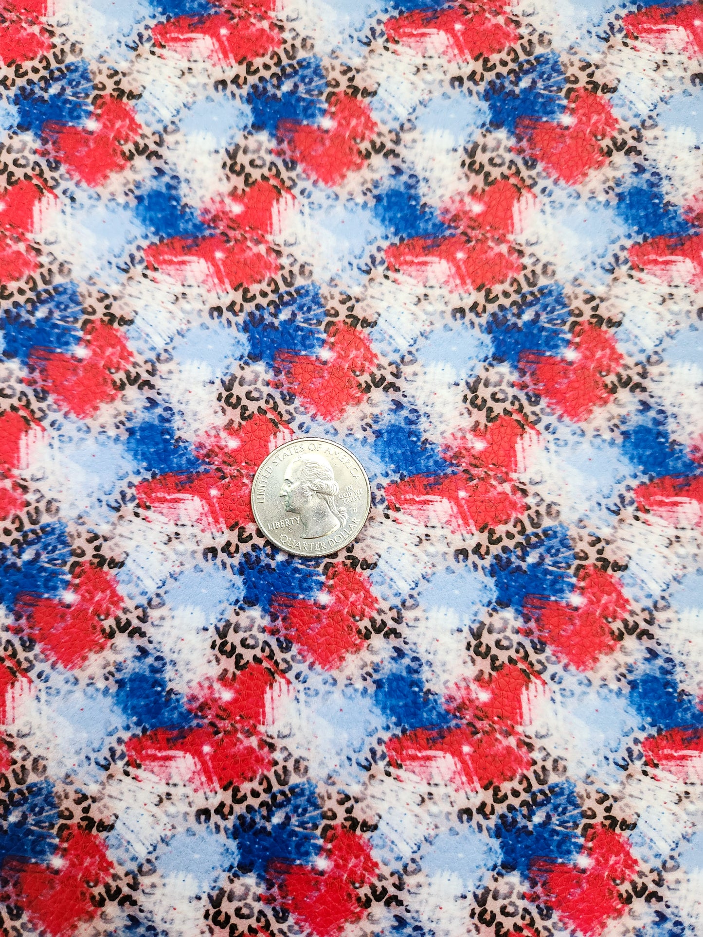 Patriotic Cheetah Print Splatter 9x12 faux leather sheet