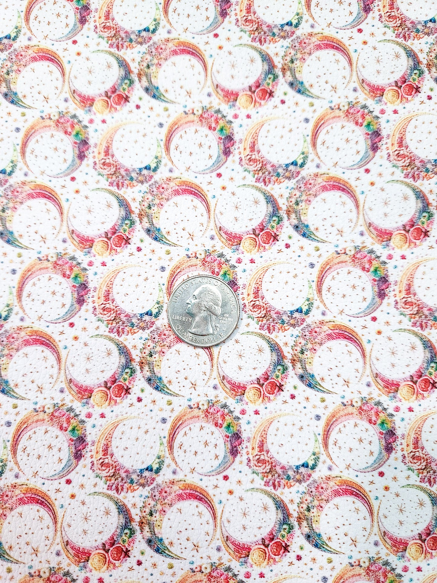 Faux Embroidery Moons 9x12 faux leather sheet