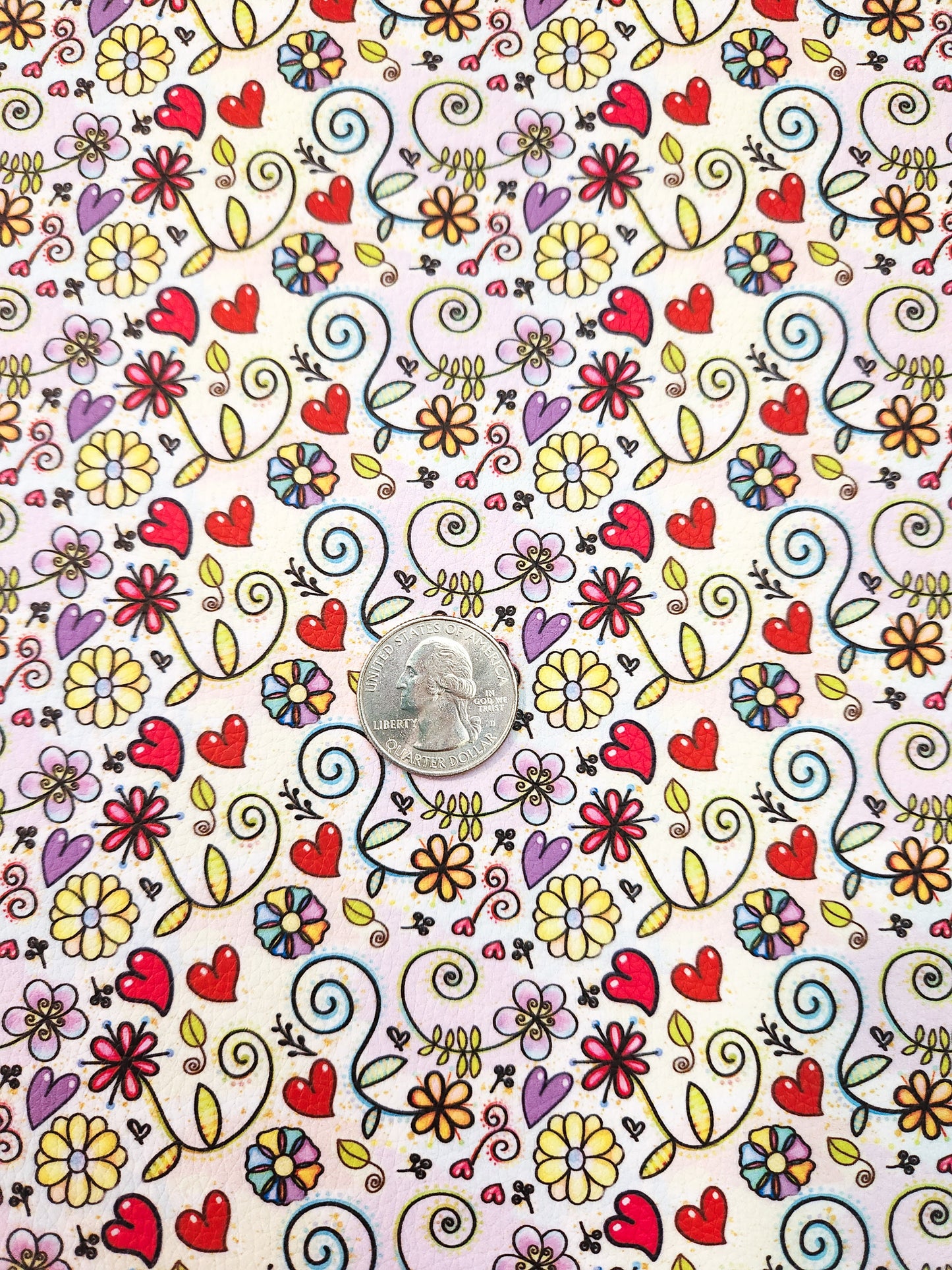 Fun Floral 9x12 faux leather sheet