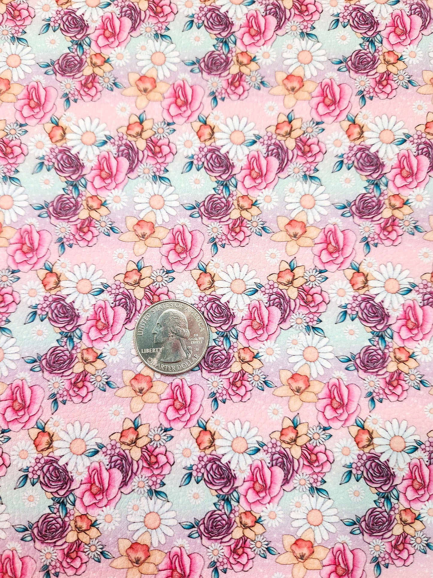 Pretty Colorful Floral 9x12 faux leather sheet