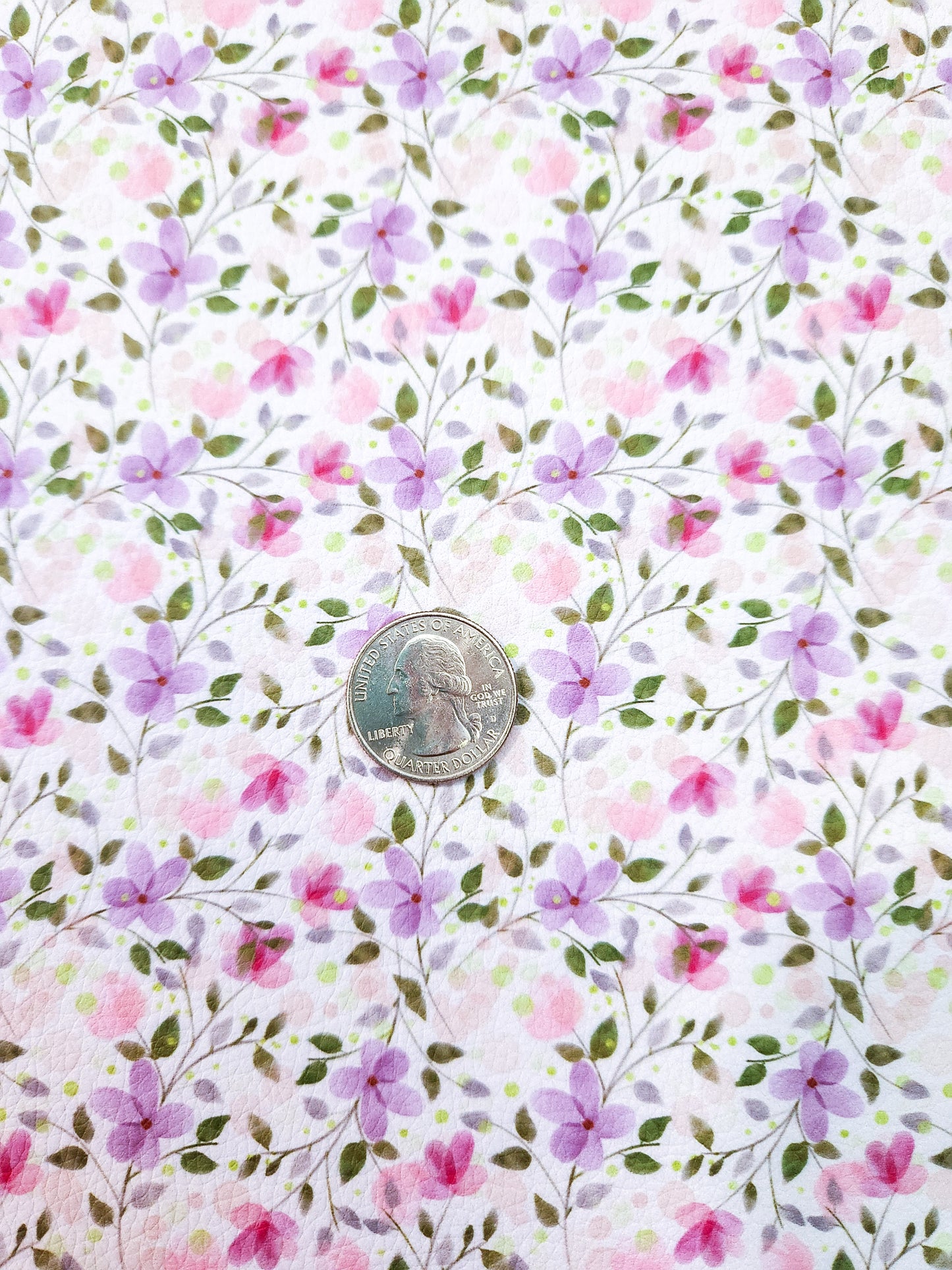 Pretty Purple Pink Floral 9x12 faux leather sheet