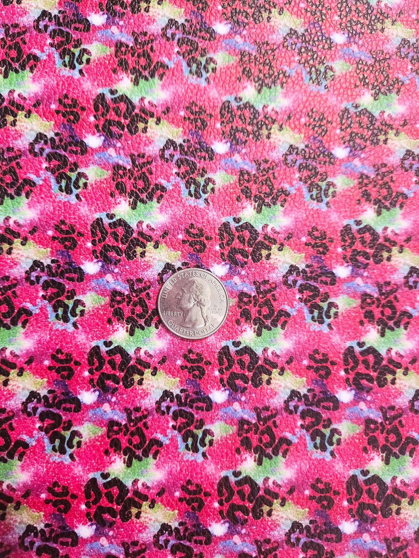 Pink Cheetah Print Splatter 9x12 faux leather sheet