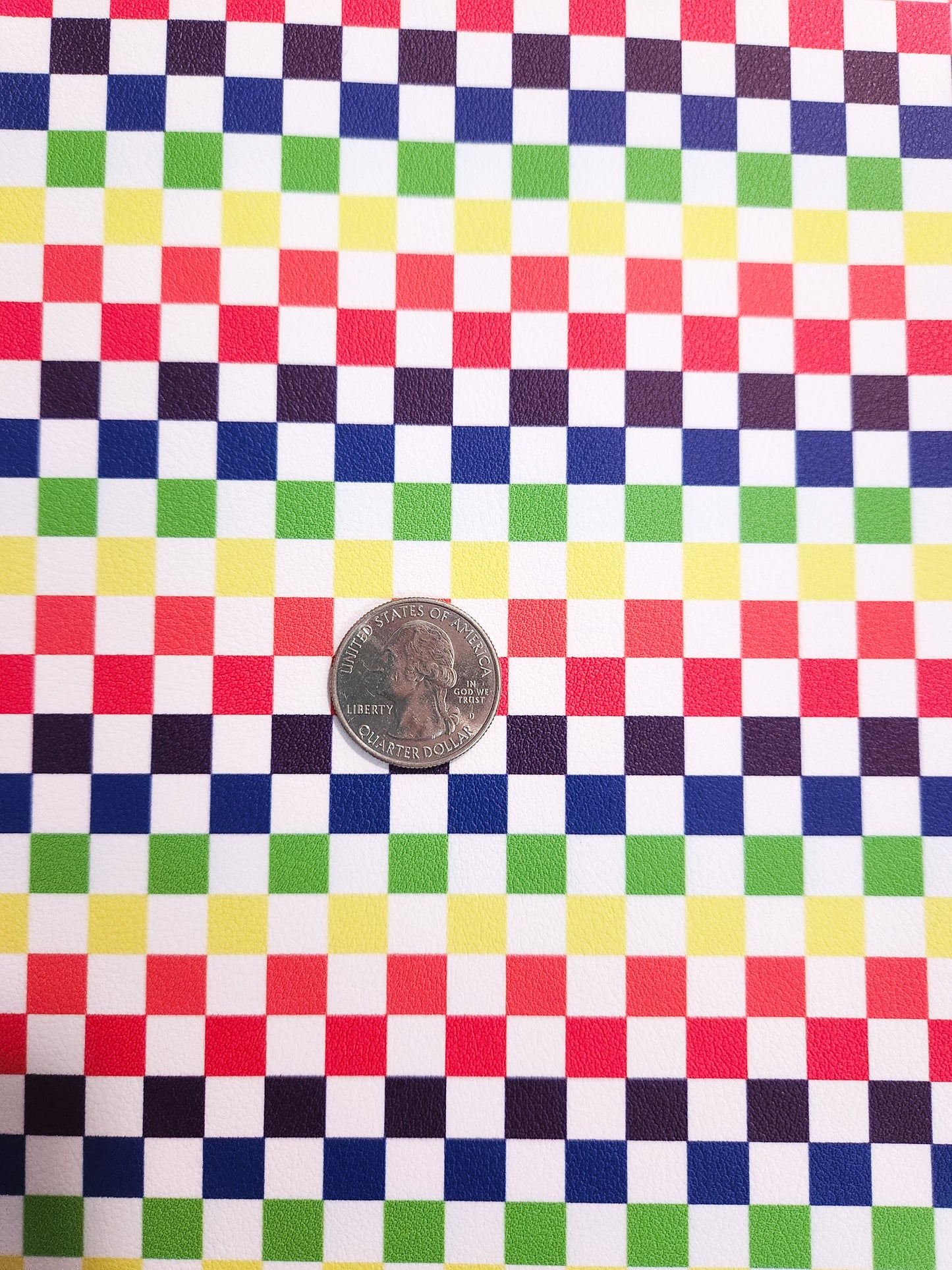 Rainbow Checkers 9x12 faux leather sheet
