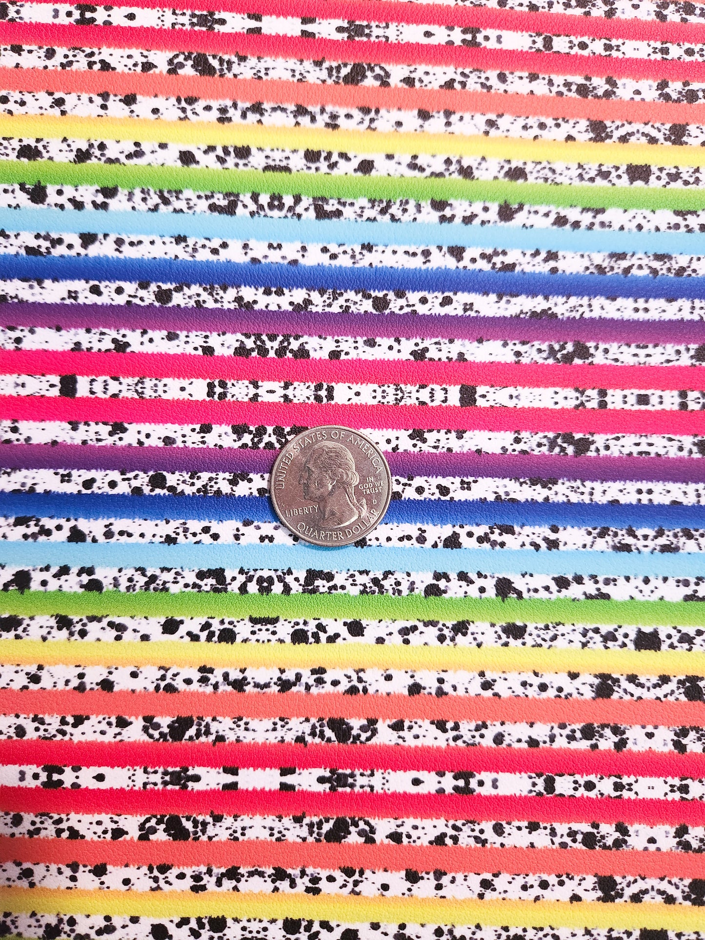 Rainbow Splatter Stripes 9x12 faux leather sheet