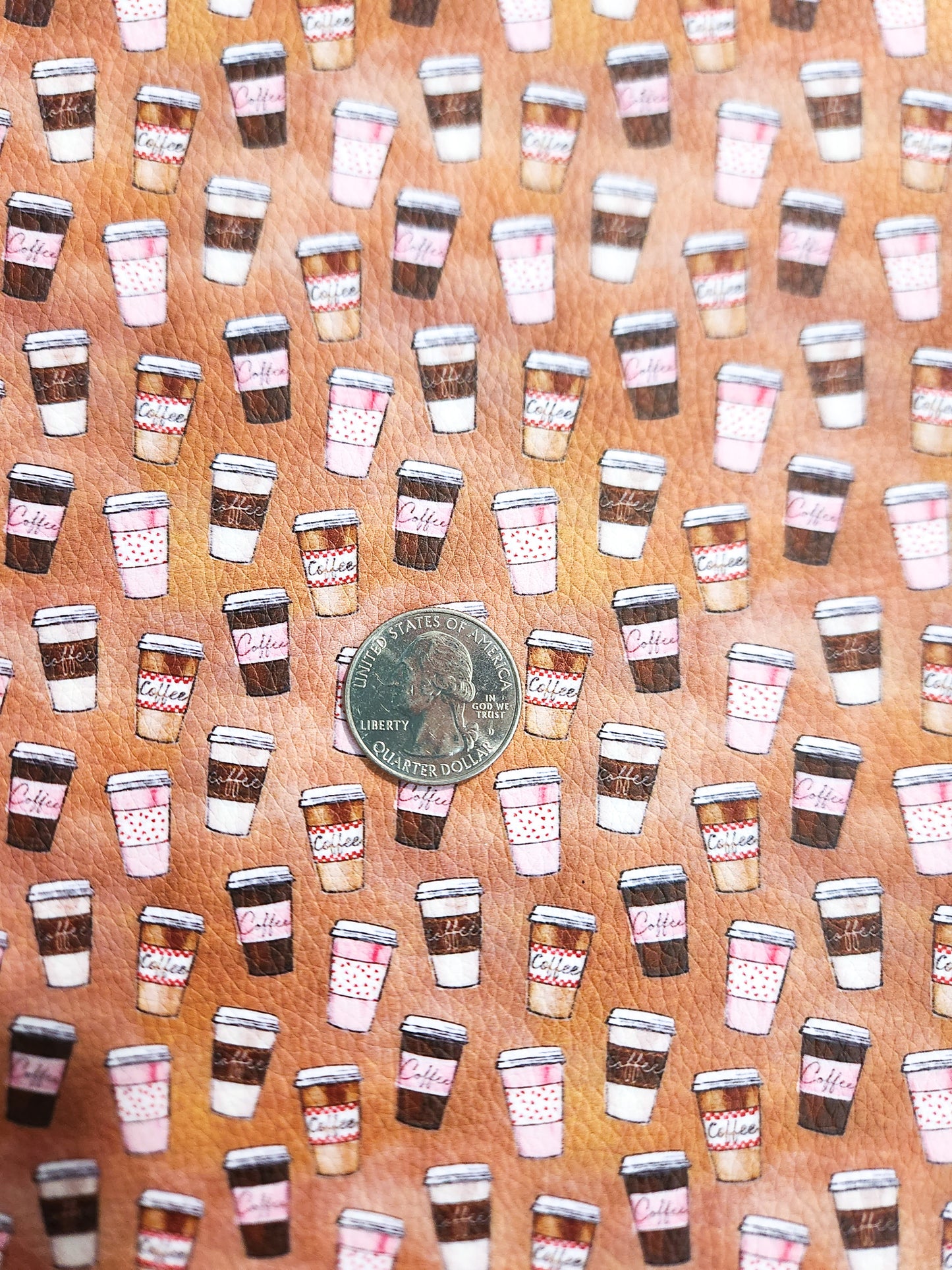 Coffee Cups 9x12 faux leather sheet