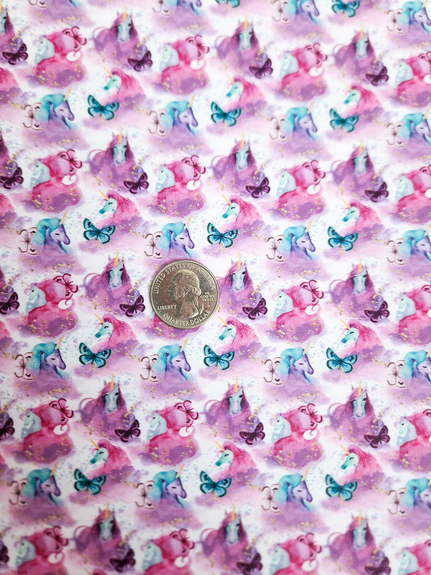 Unicorns White 9x12 faux leather sheet