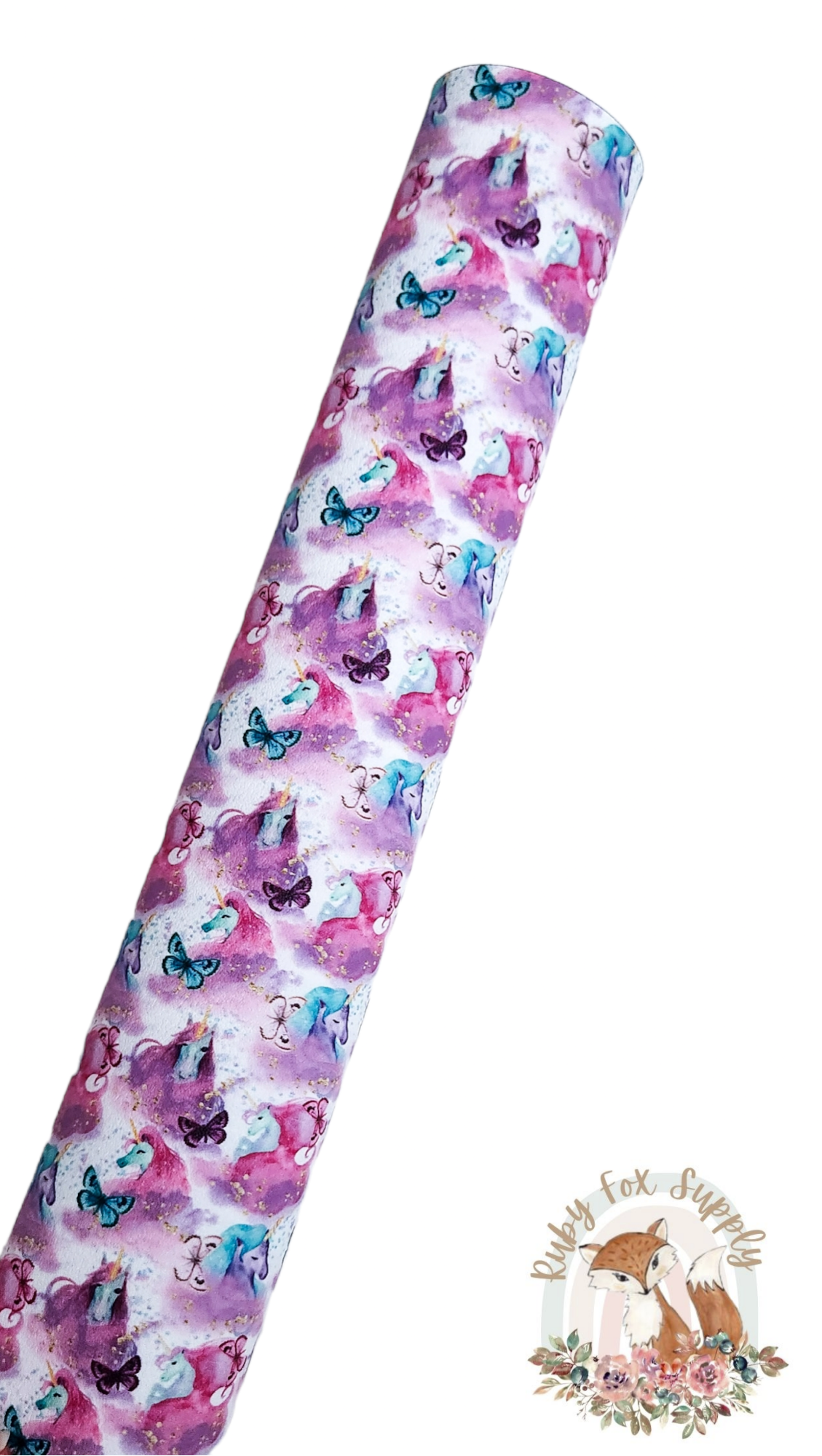 Unicorns White 9x12 faux leather sheet
