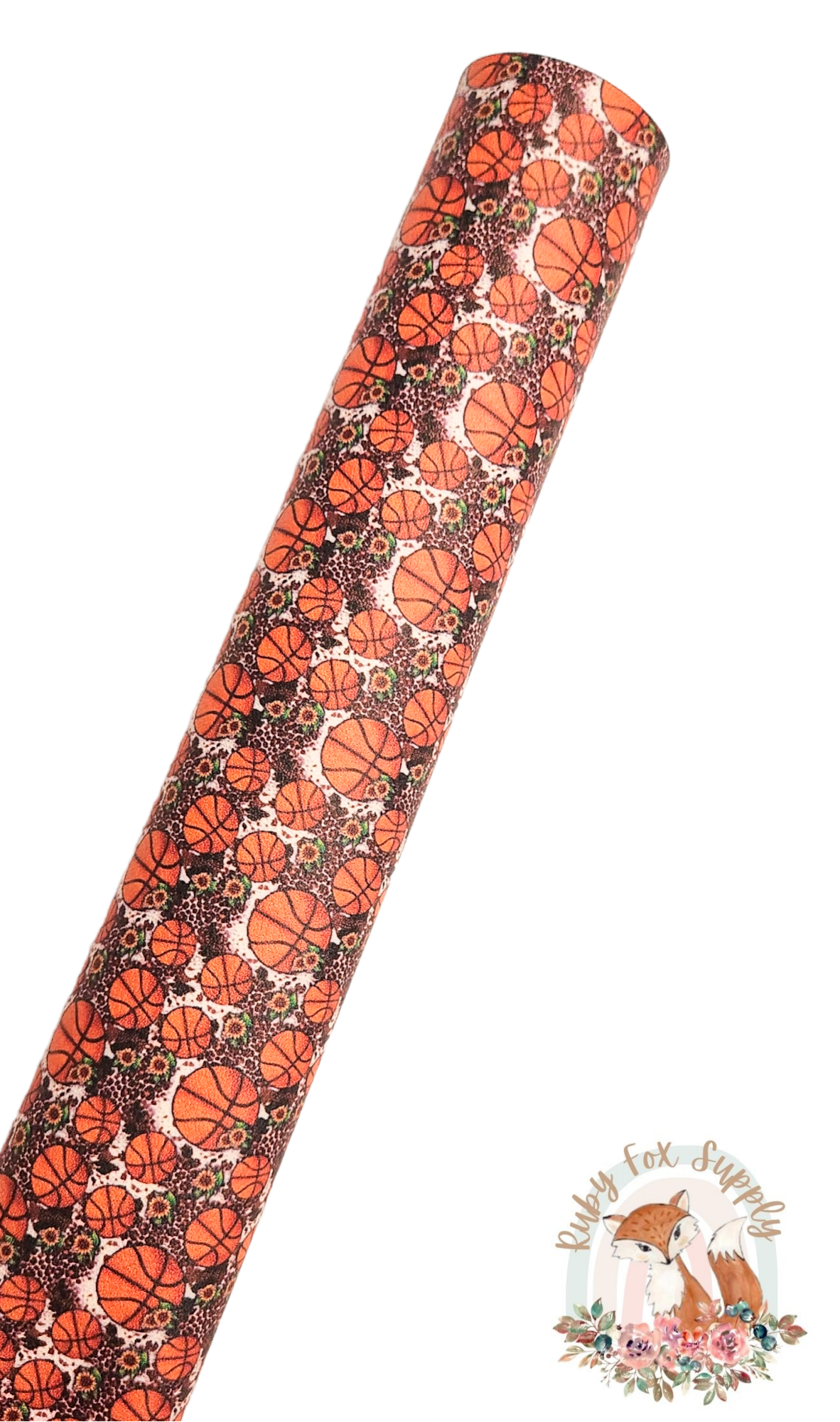 Floral Cheetah Basketball 9x12 faux leather sheet