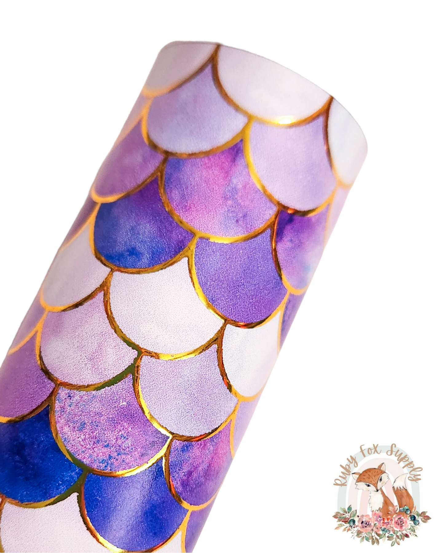 Purple Mermaid Scale Gold Foil faux leather sheet