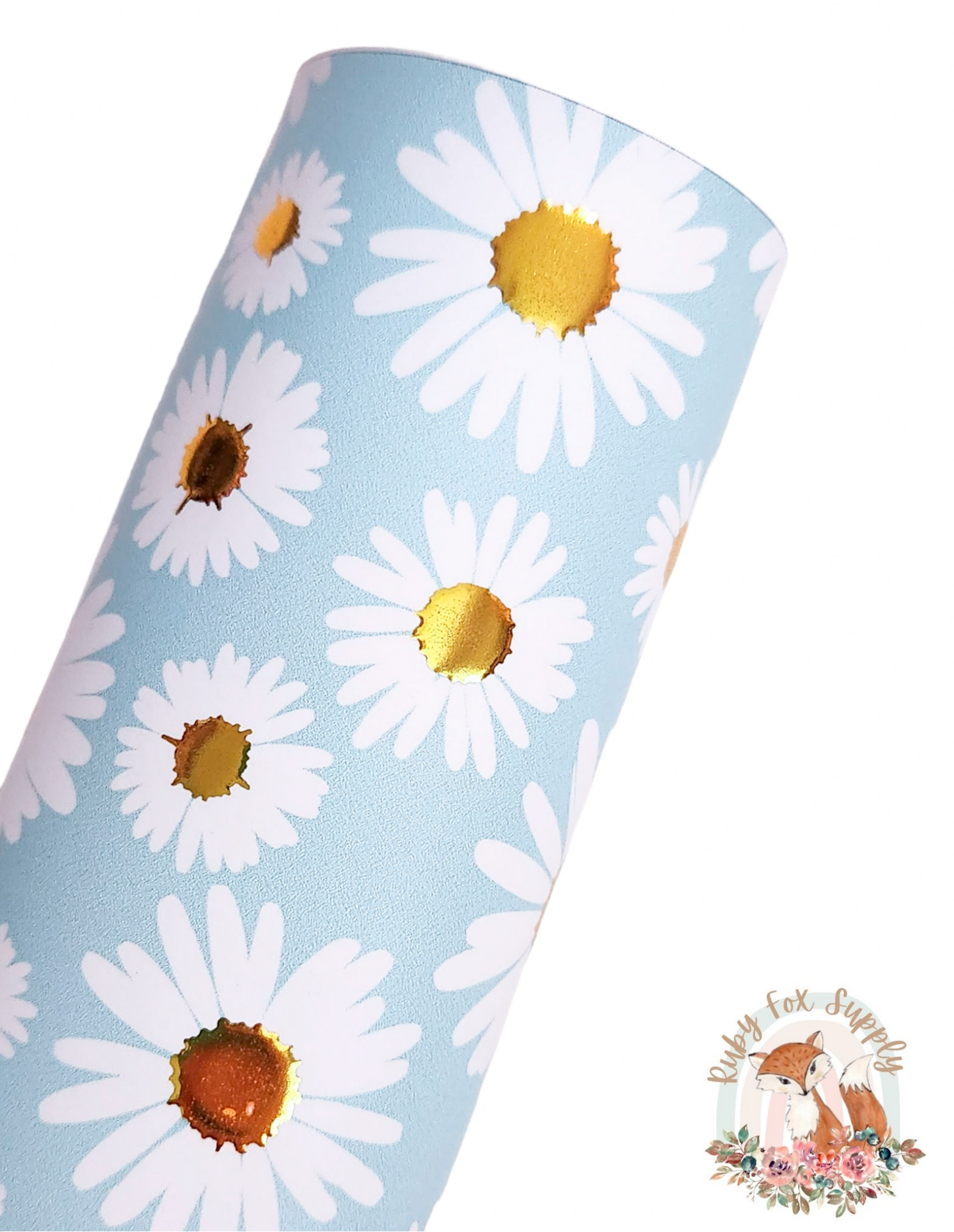 Daisy Gold Foil faux leather sheet