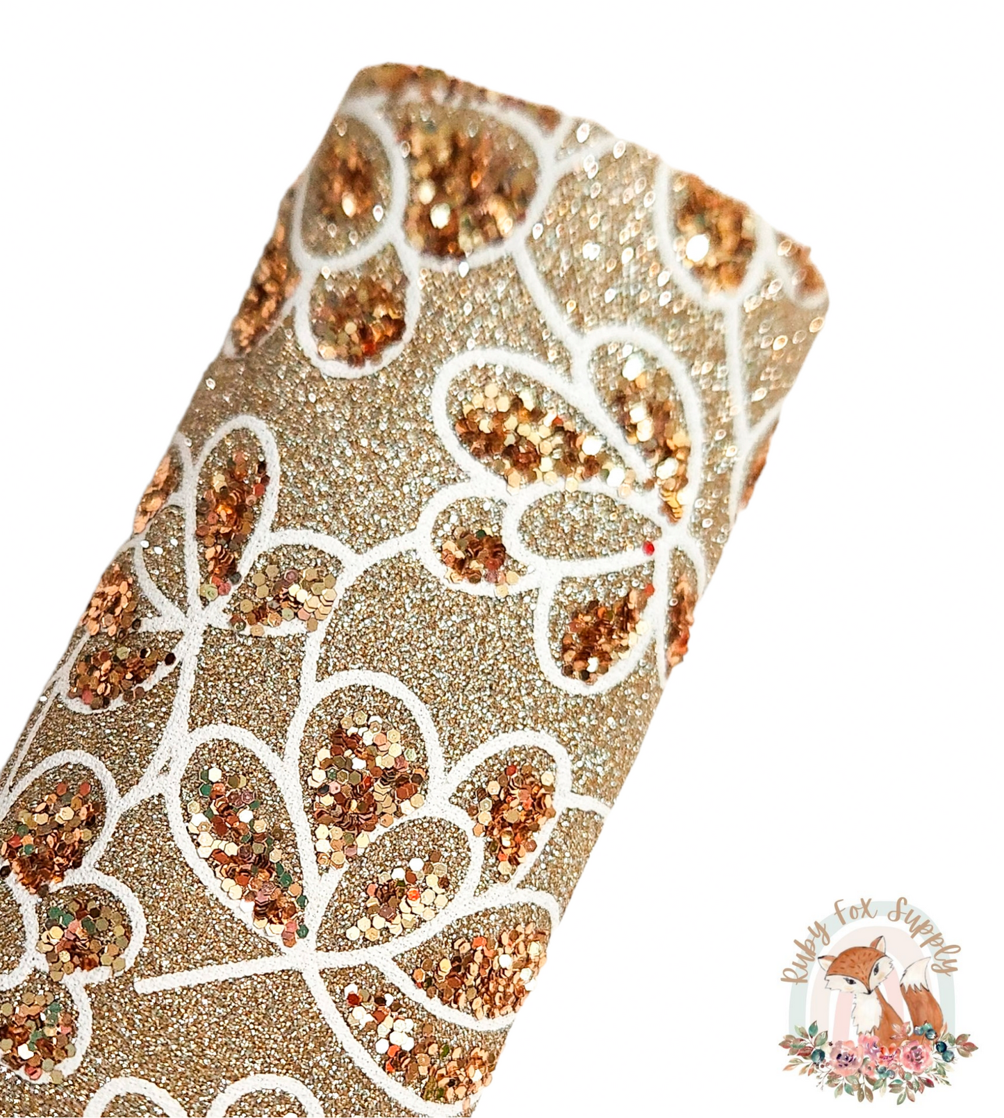 Glitter Gold Flower 9x12 faux leather sheet