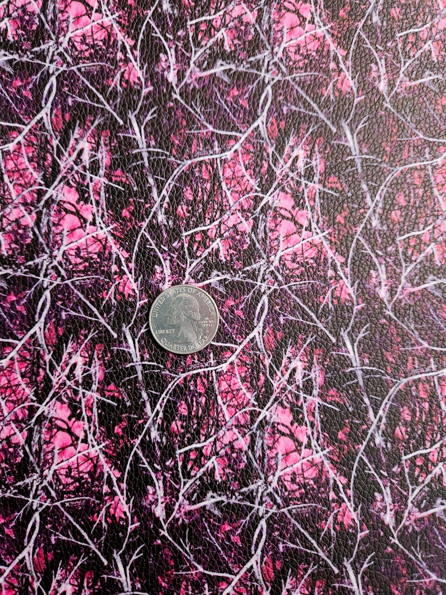 Pink Branch Camo 9x12 faux leather sheet