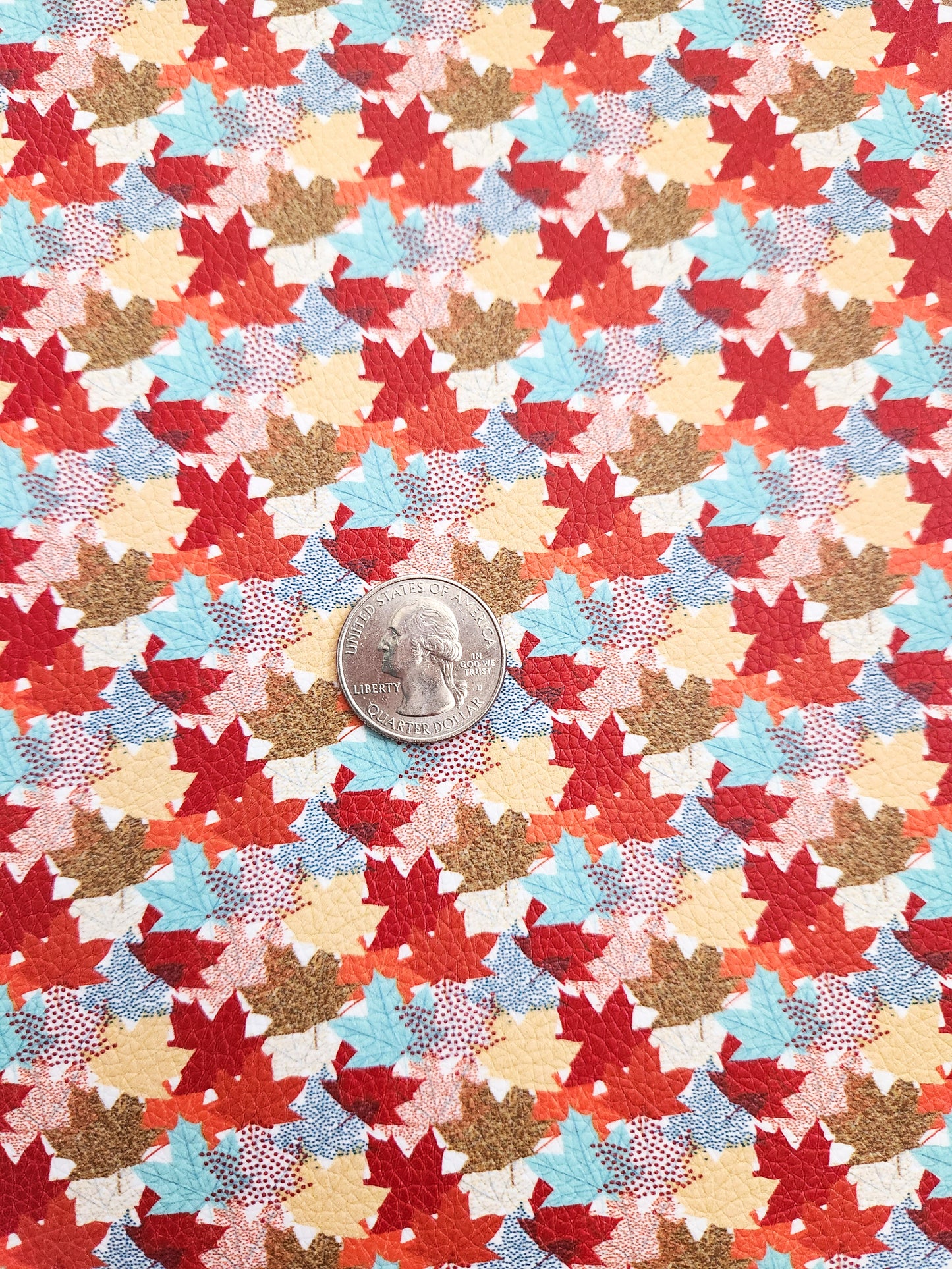 Stacked Fall Leaves 9x12 faux leather sheet