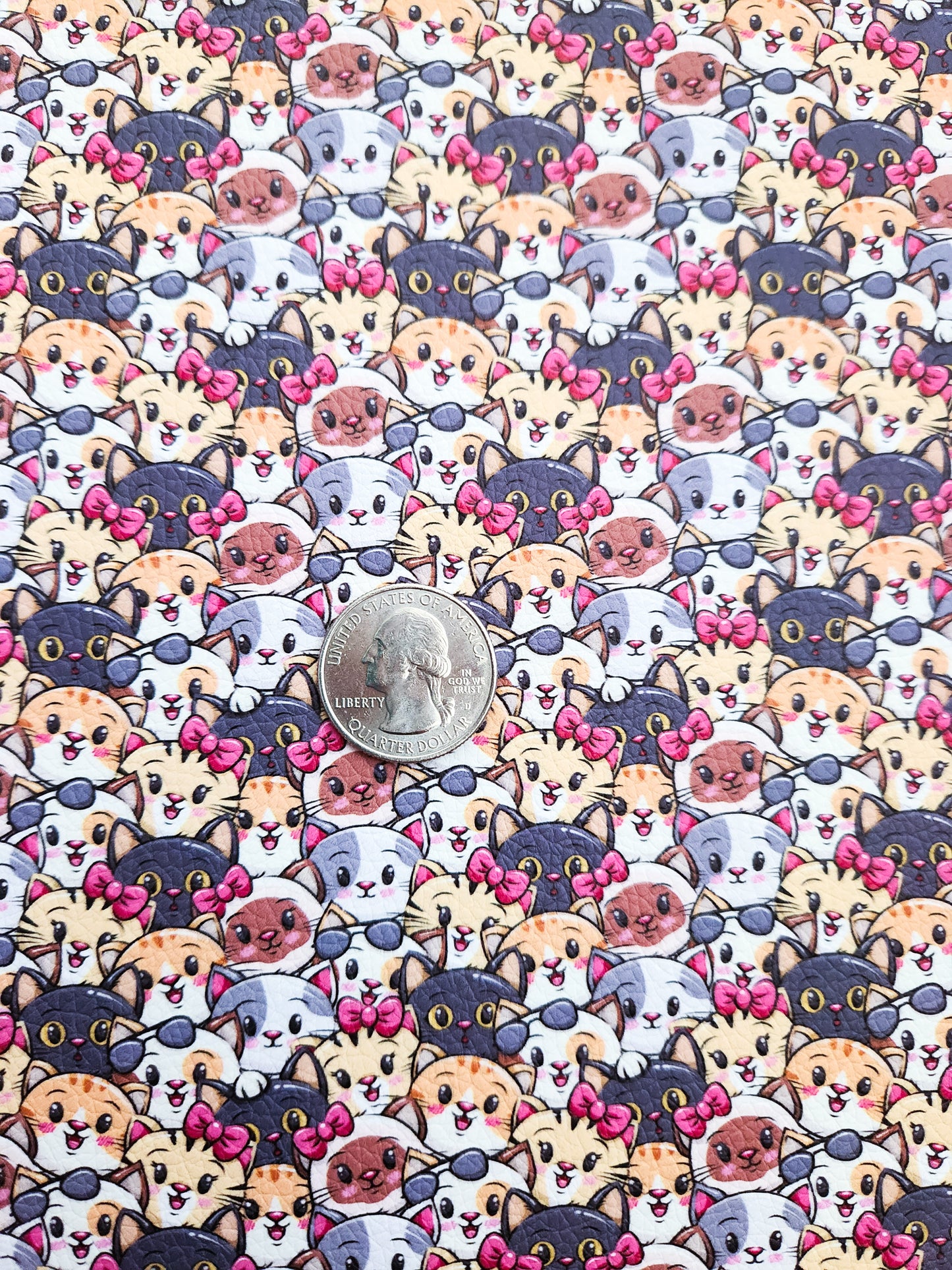 Cute Stacked Cats 9x12 faux leather sheet