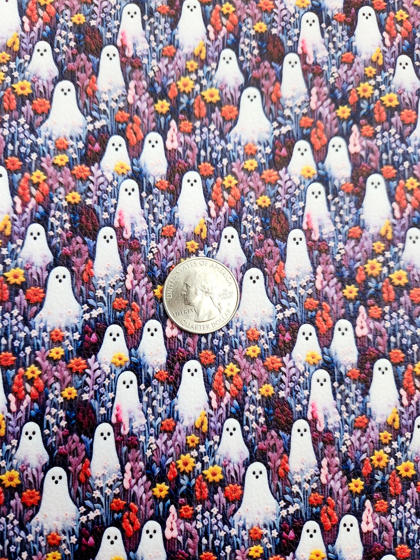 Floral Embroidery Ghosts 9x12 faux leather sheet