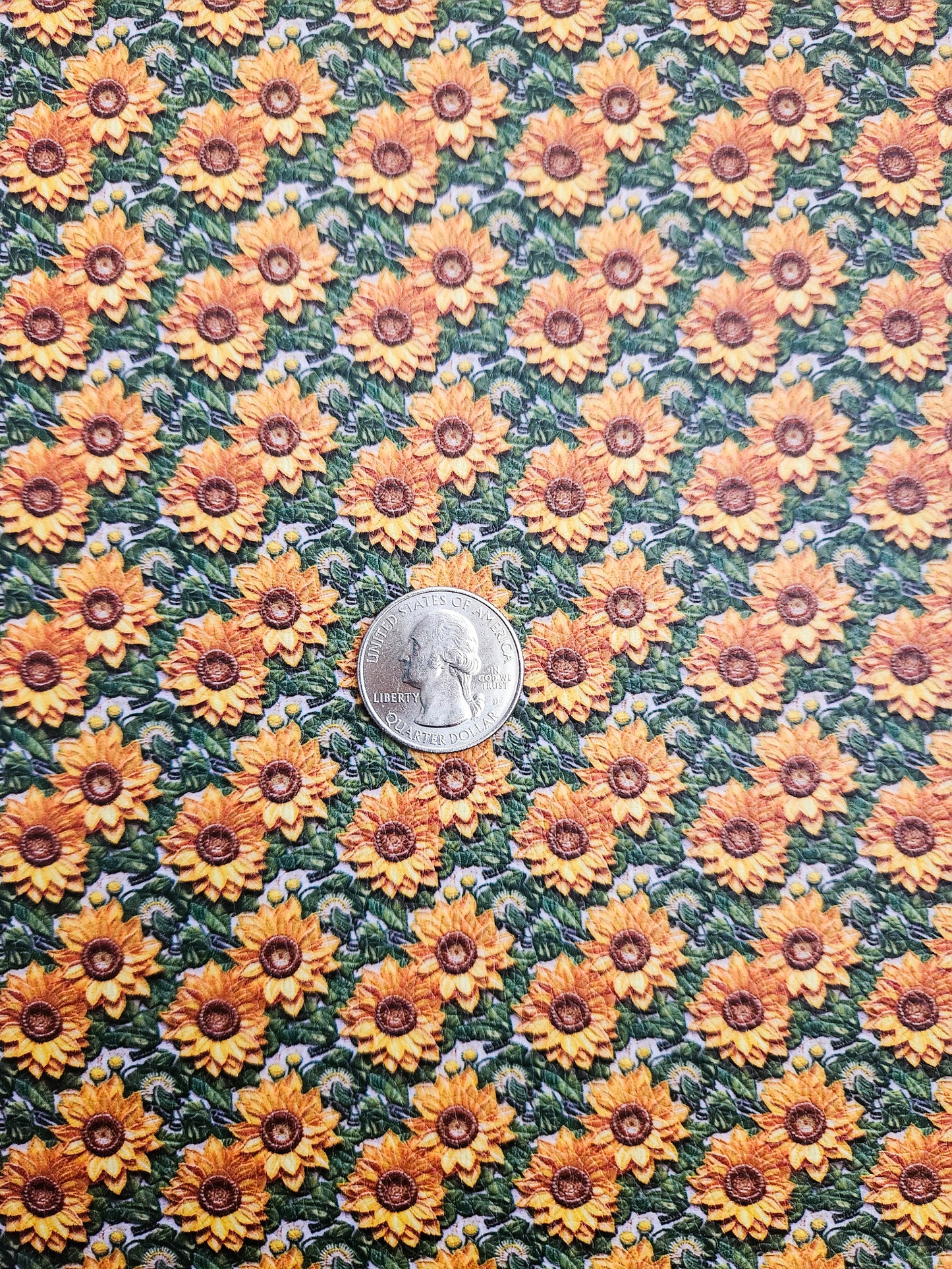 3D Sunflowers 9x12 faux leather sheet