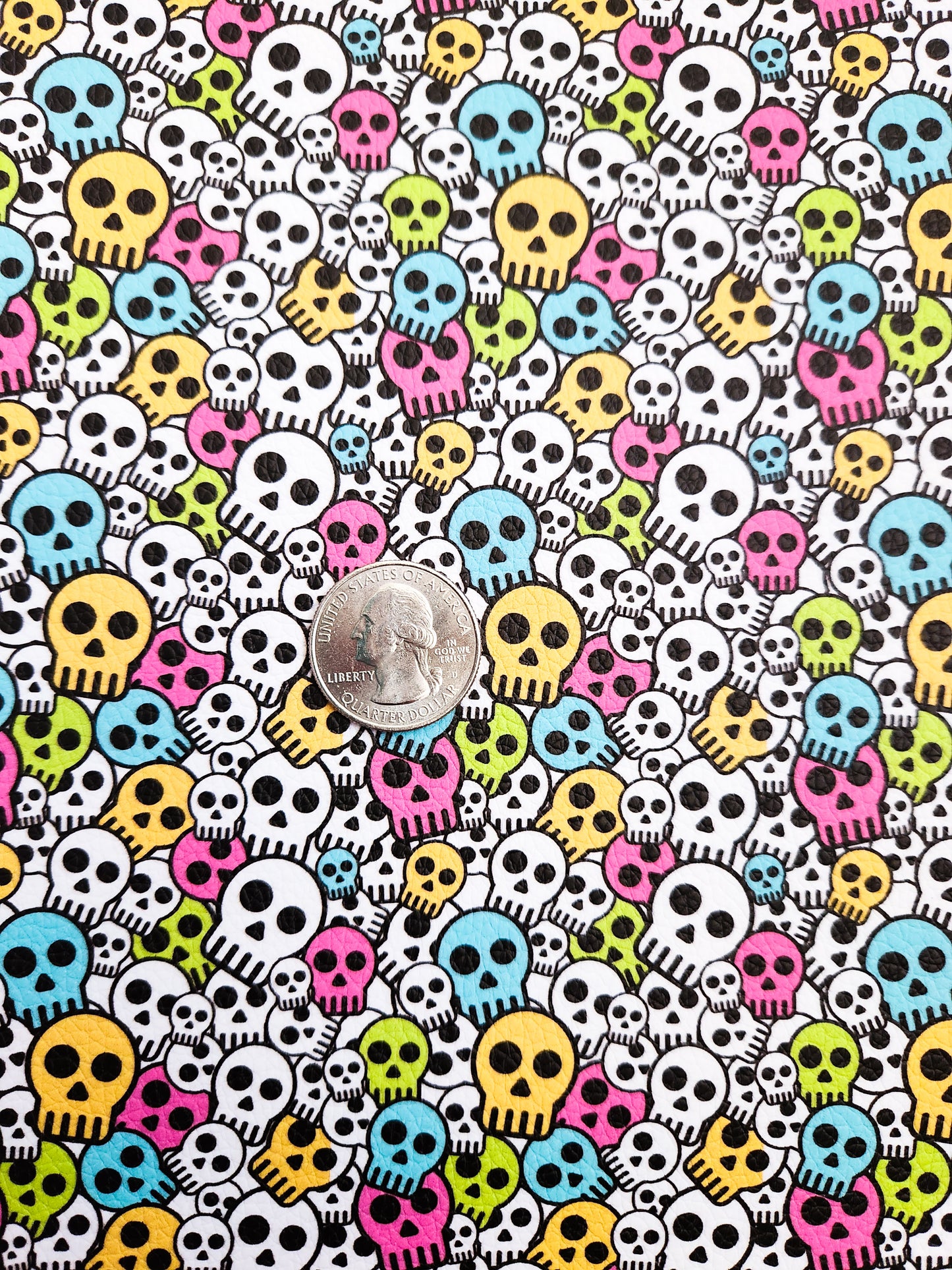 Colorful Skulls 9x12 faux leather sheet