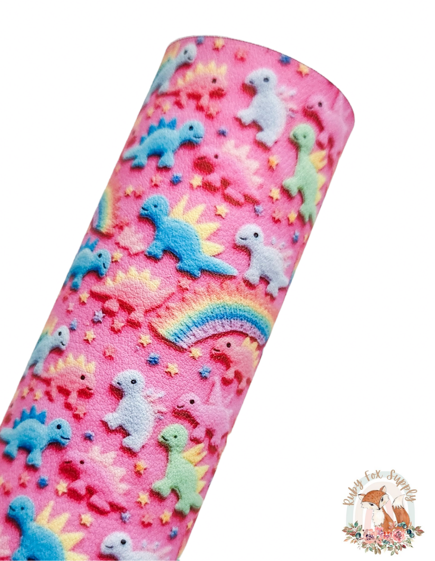 Pink Dino Rainbows 9x12 faux leather sheet