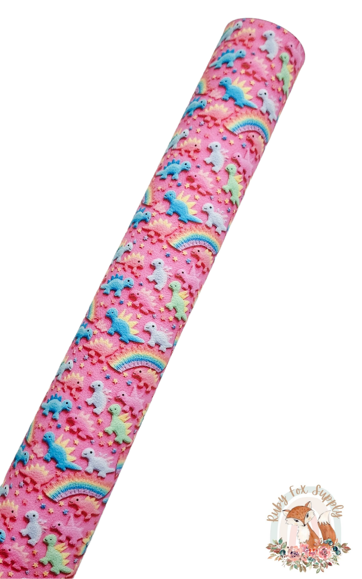 Pink Dino Rainbows 9x12 faux leather sheet