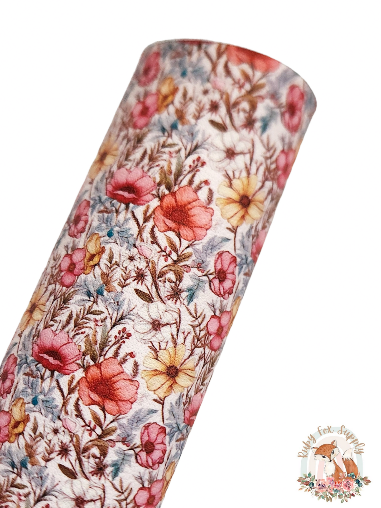 Fall Flowers 9x12 faux leather sheet