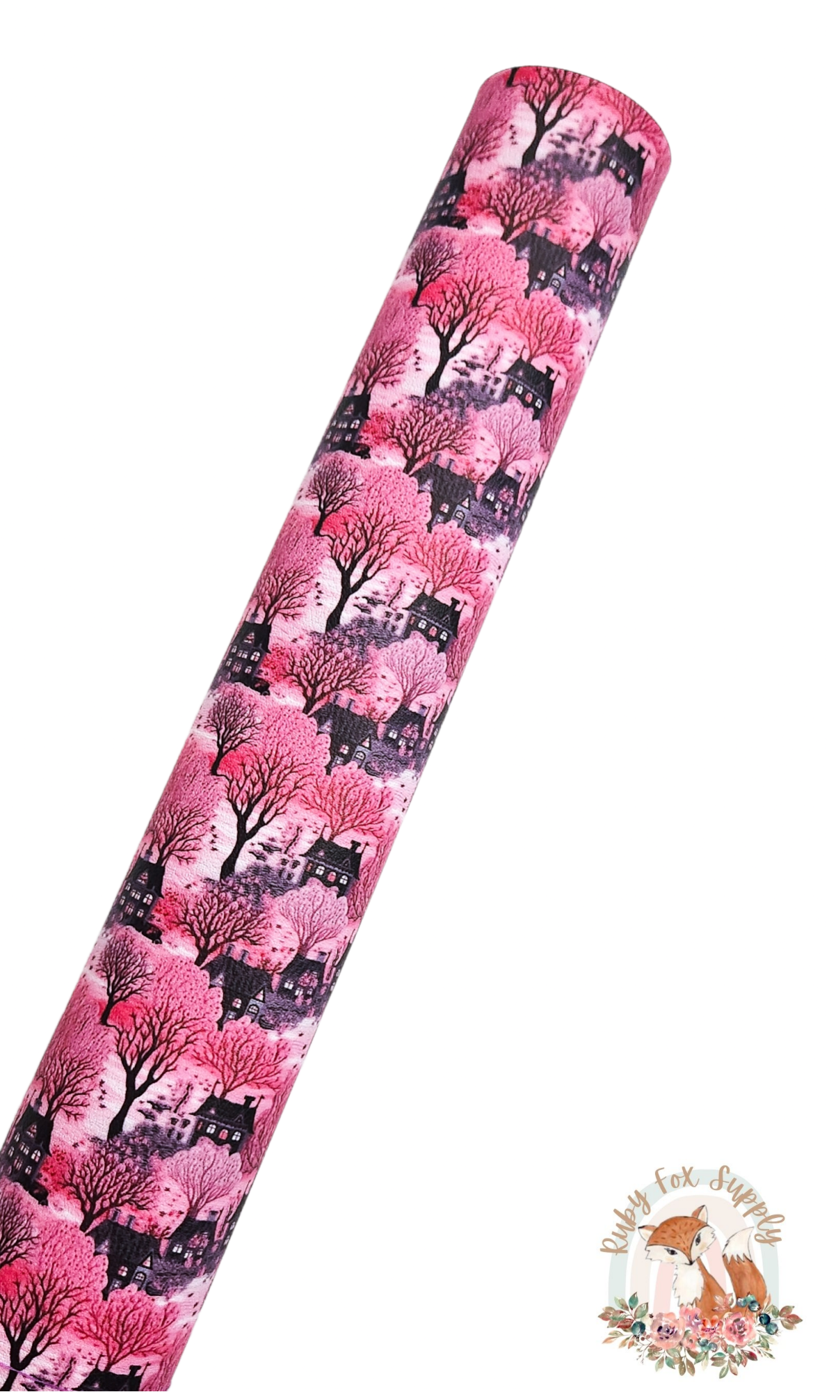 Pink Haunted House 9x12 faux leather sheet