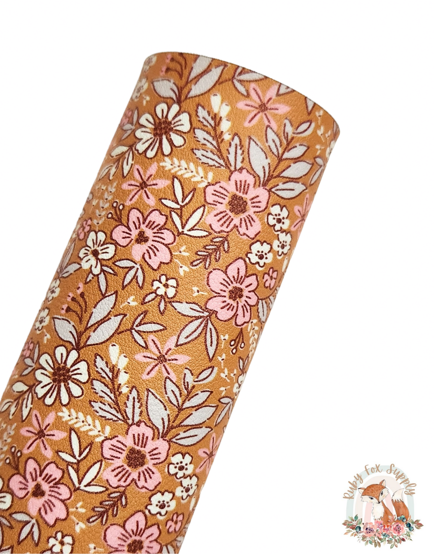 Mustard Fall Floral 9x12 faux leather sheet
