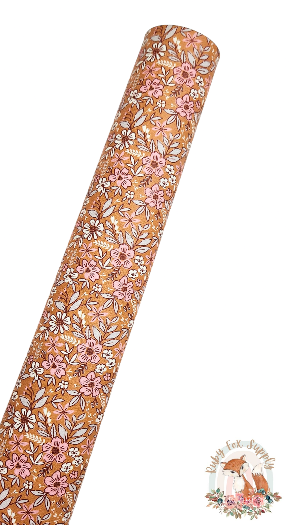 Mustard Fall Floral 9x12 faux leather sheet