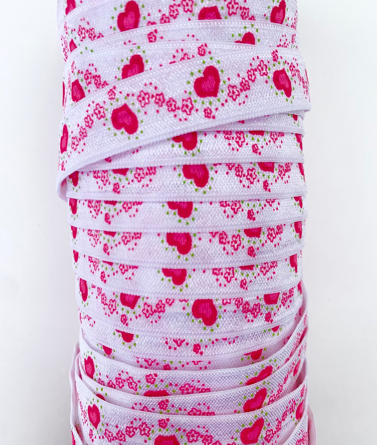 Pink Hearts Fold Over Elastic
