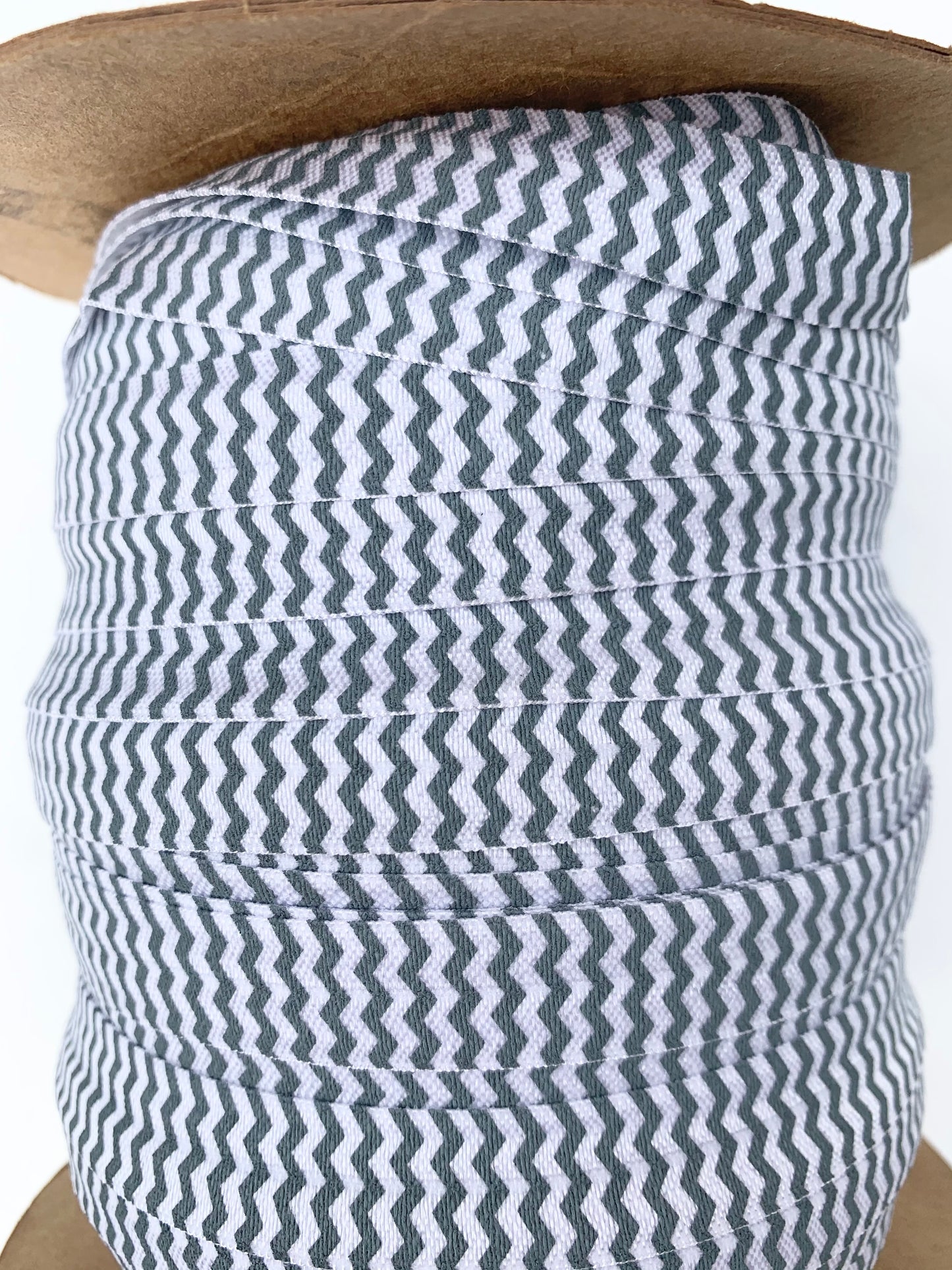 Gray and White Chevron Fold Over Elastic