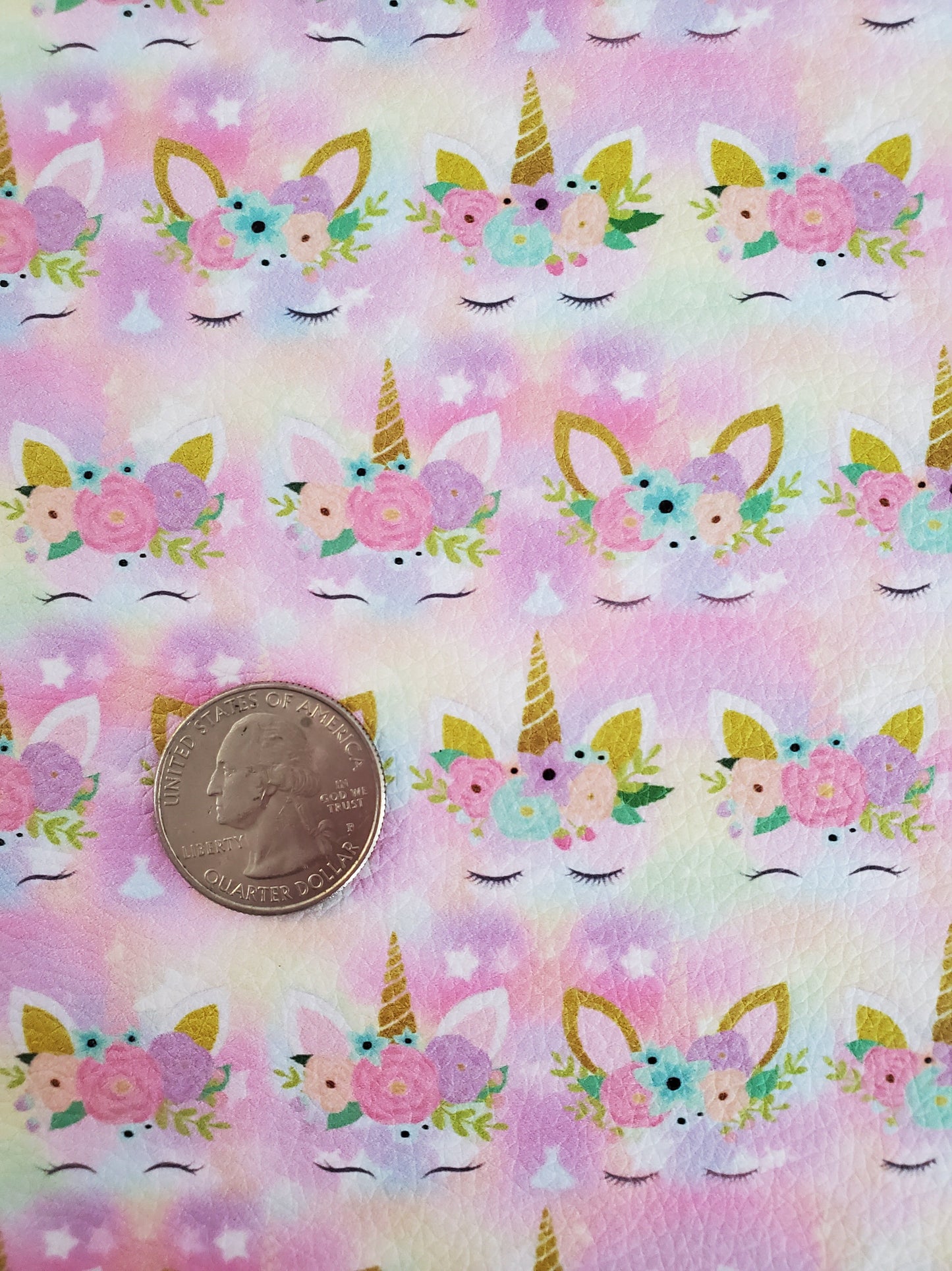 Pastel Unicorn 9x12 faux leather sheet