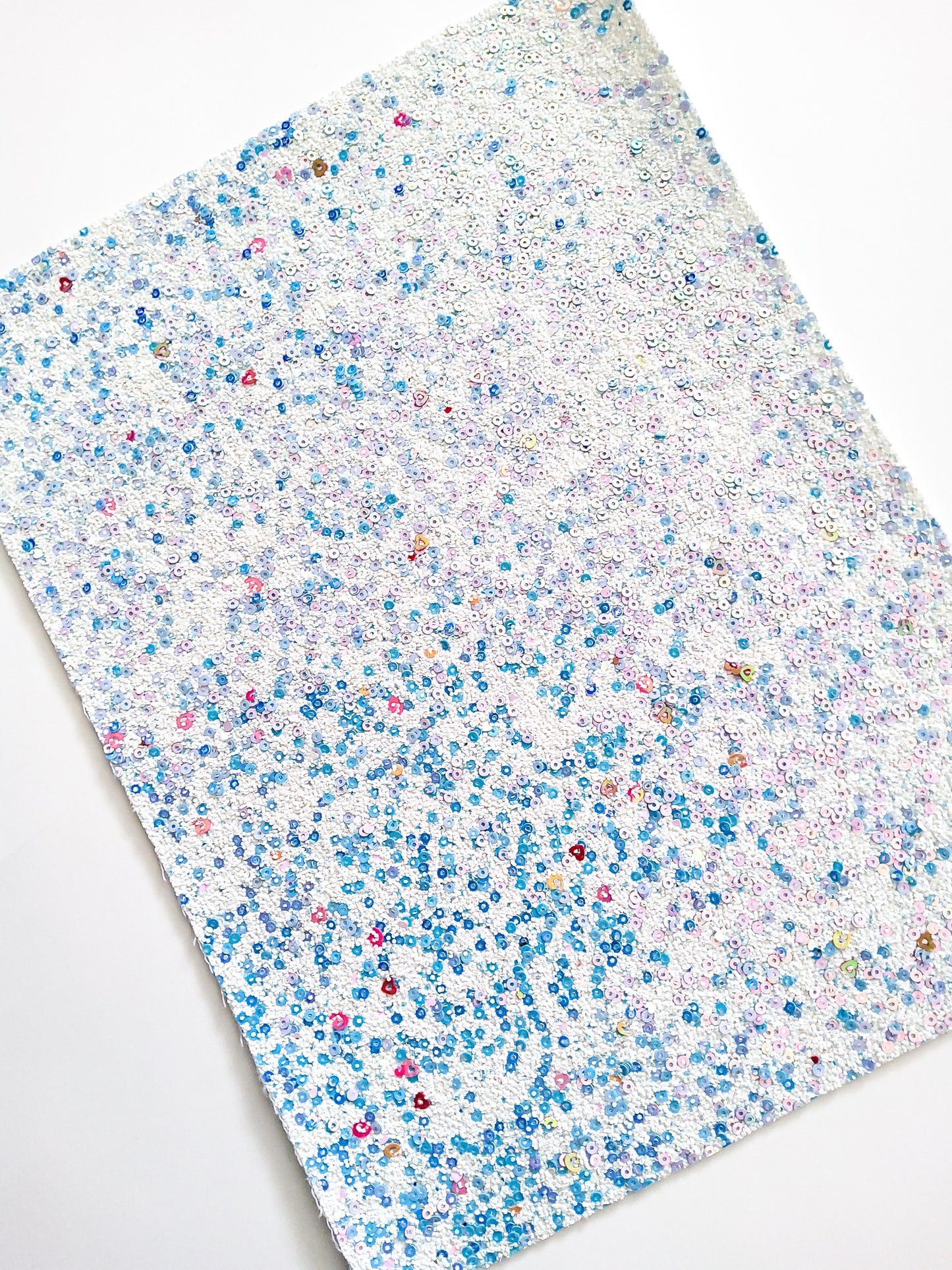 White and Blue Sequin Chunky Glitter 9x12 faux leather sheet