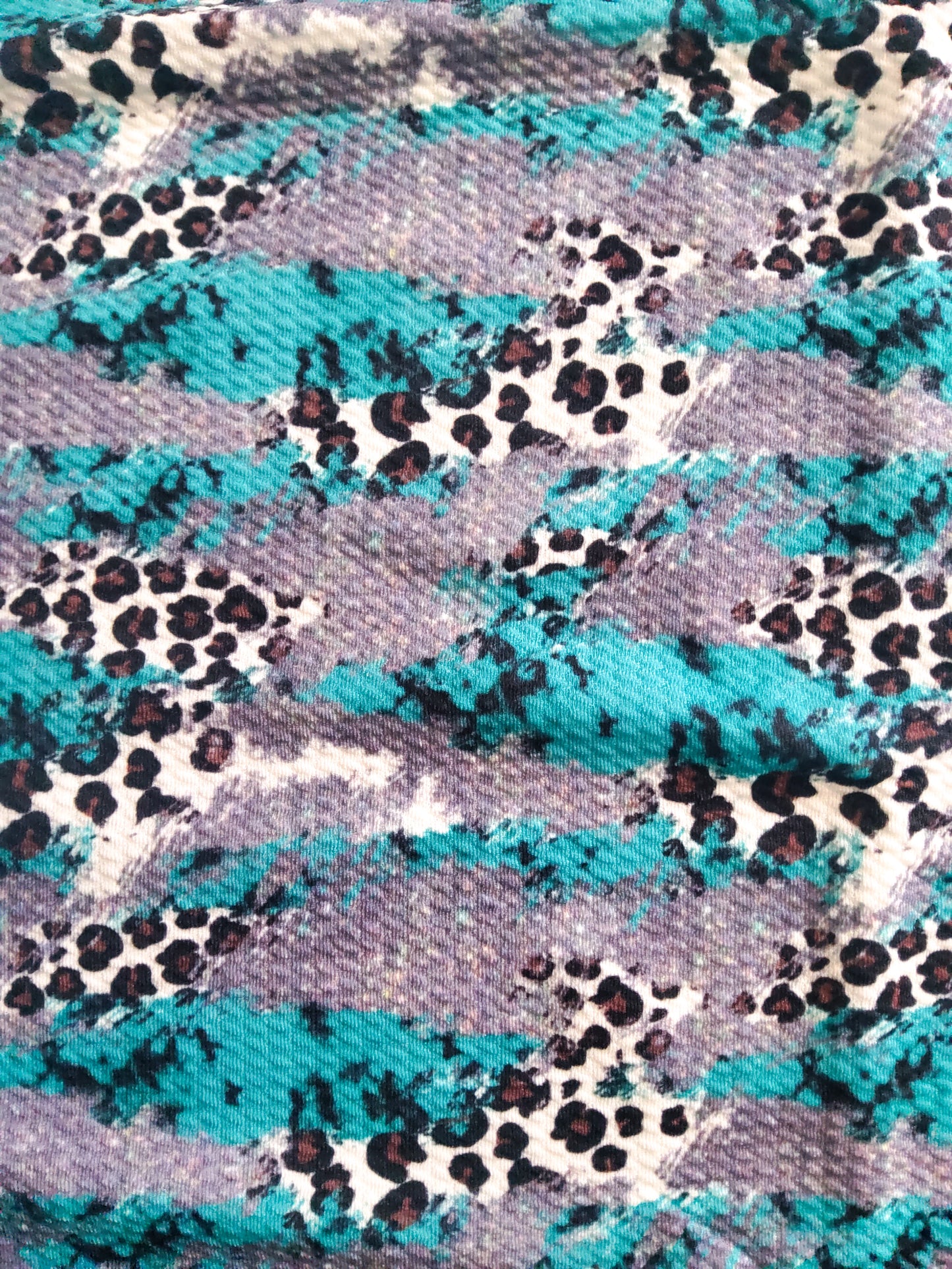 Teal and Gray Animal Print Bullet Fabric Strip