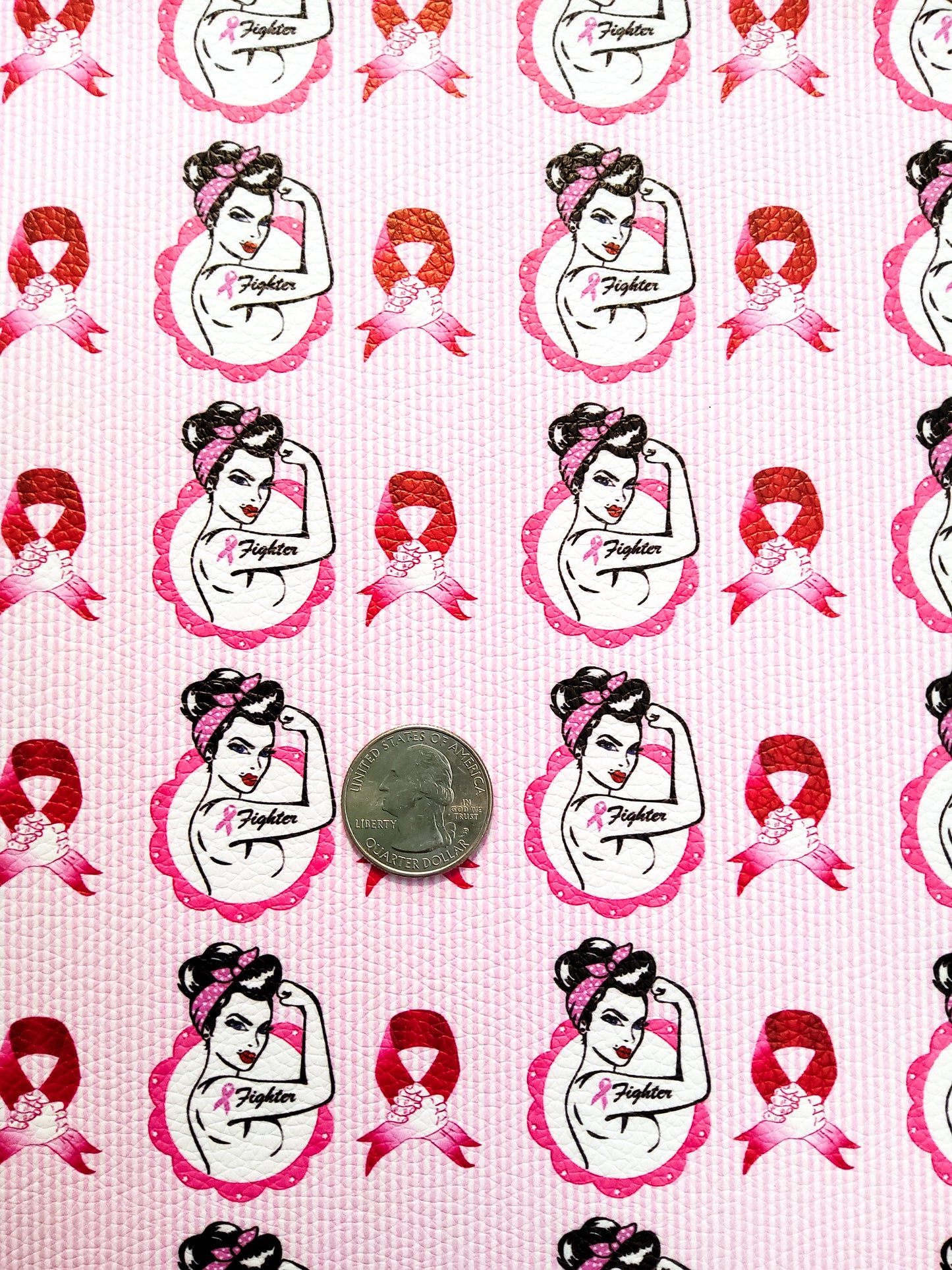 Breast Cancer Awareness Girl 9x12 faux leather sheet